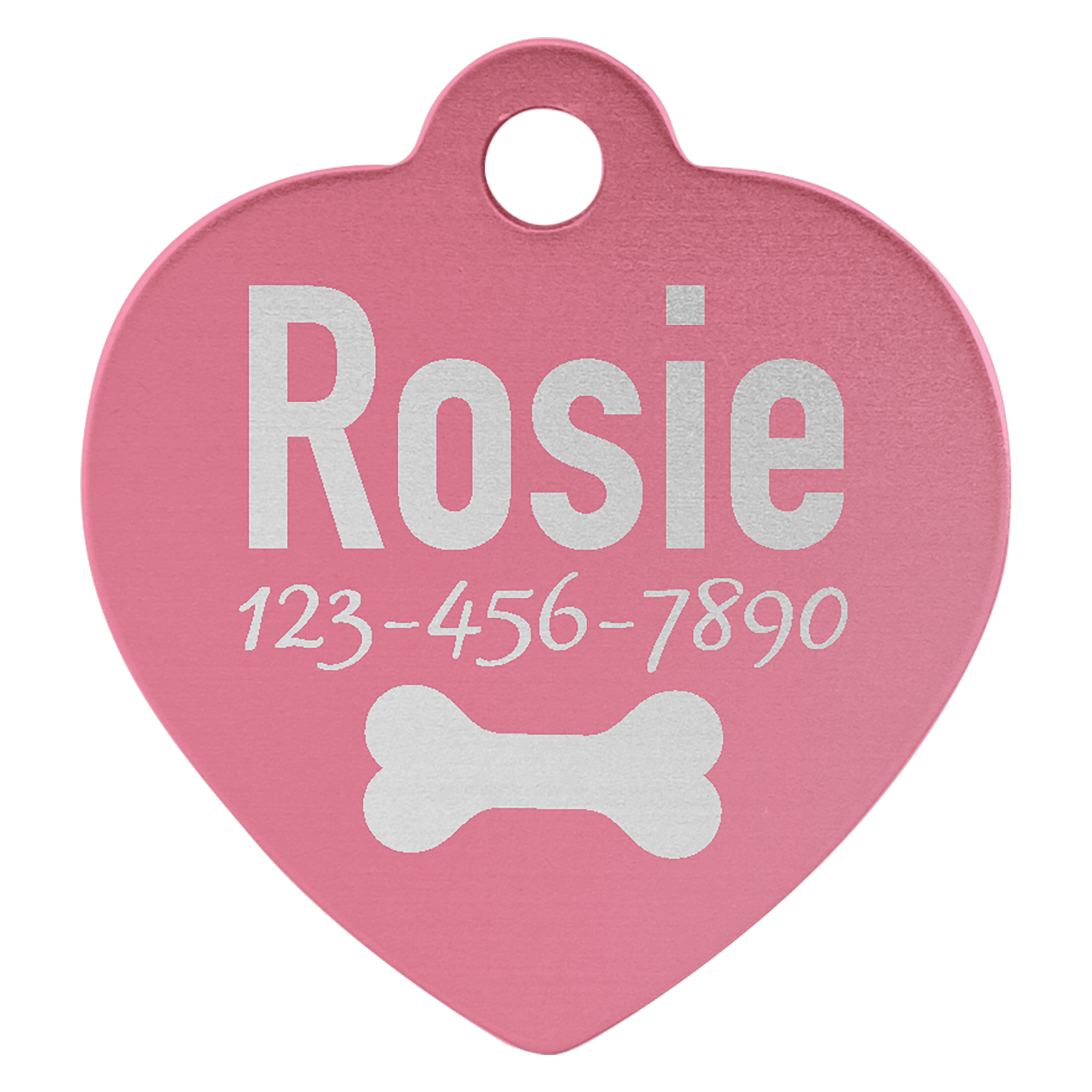 1" x 1" Pink Anodized Aluminum Heart Pet Tag