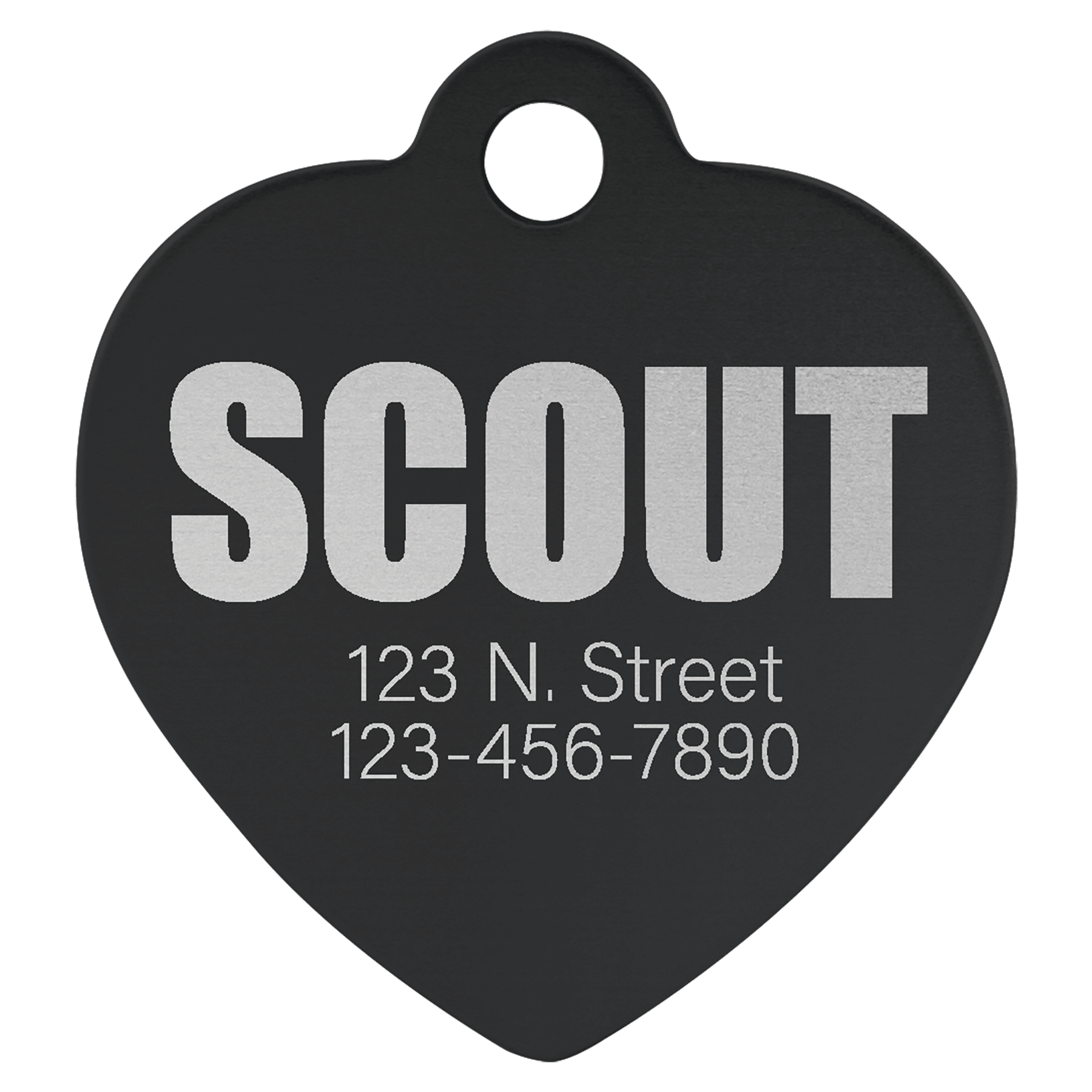 1.25" x 1.25" Black Anodized Aluminum Heart Pet Tag
