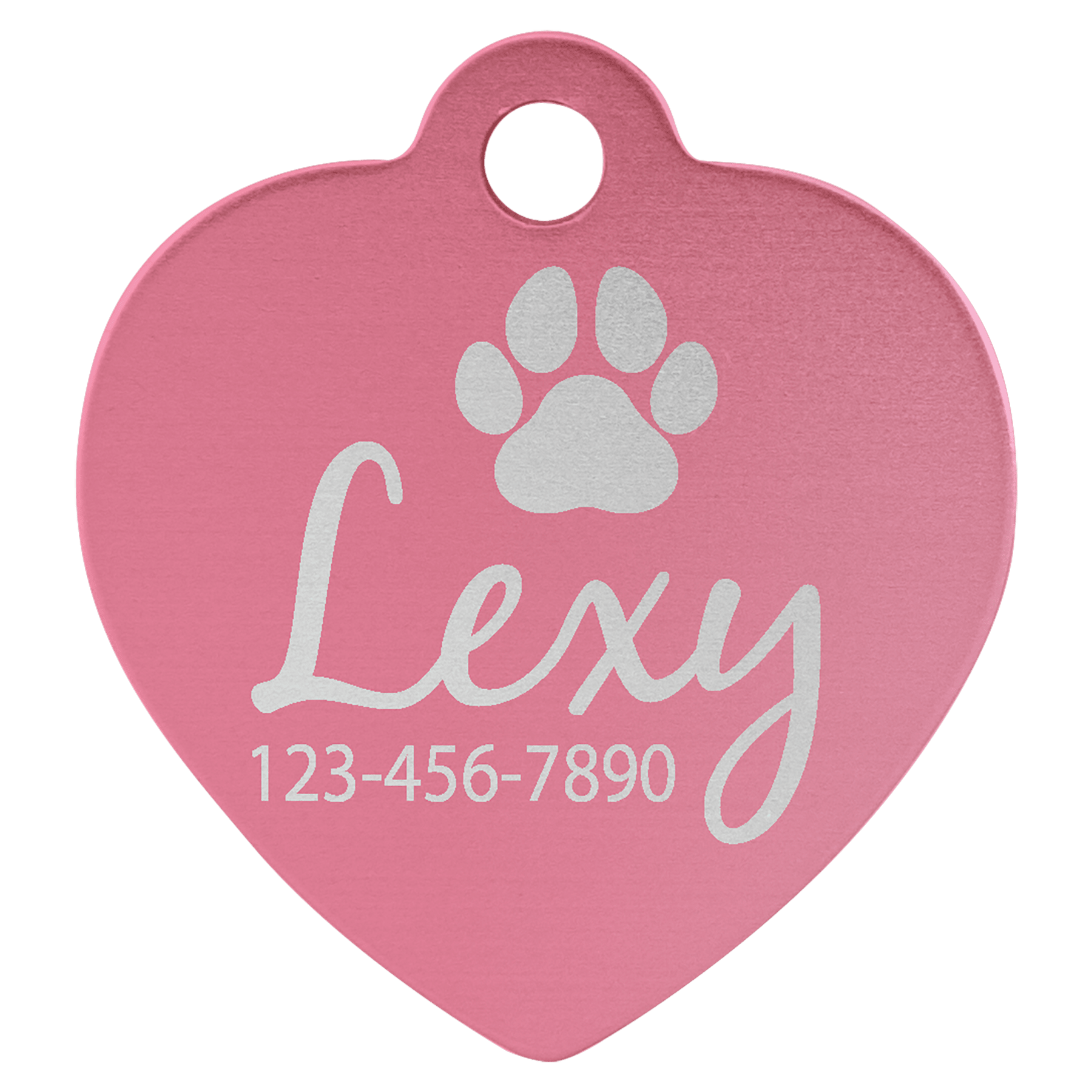 1.25" x 1.25" Pink Anodized Aluminum Heart Pet Tag