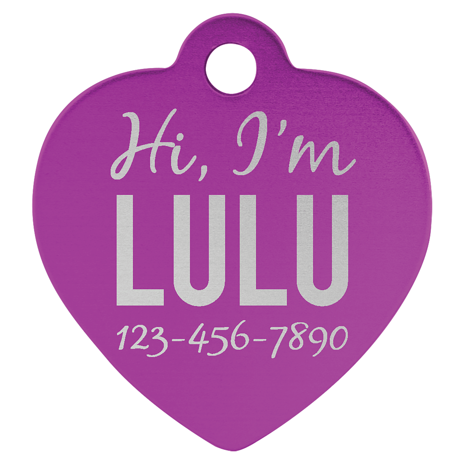 1.25" x 1.25" Purple Anodized Aluminum Heart Pet Tag
