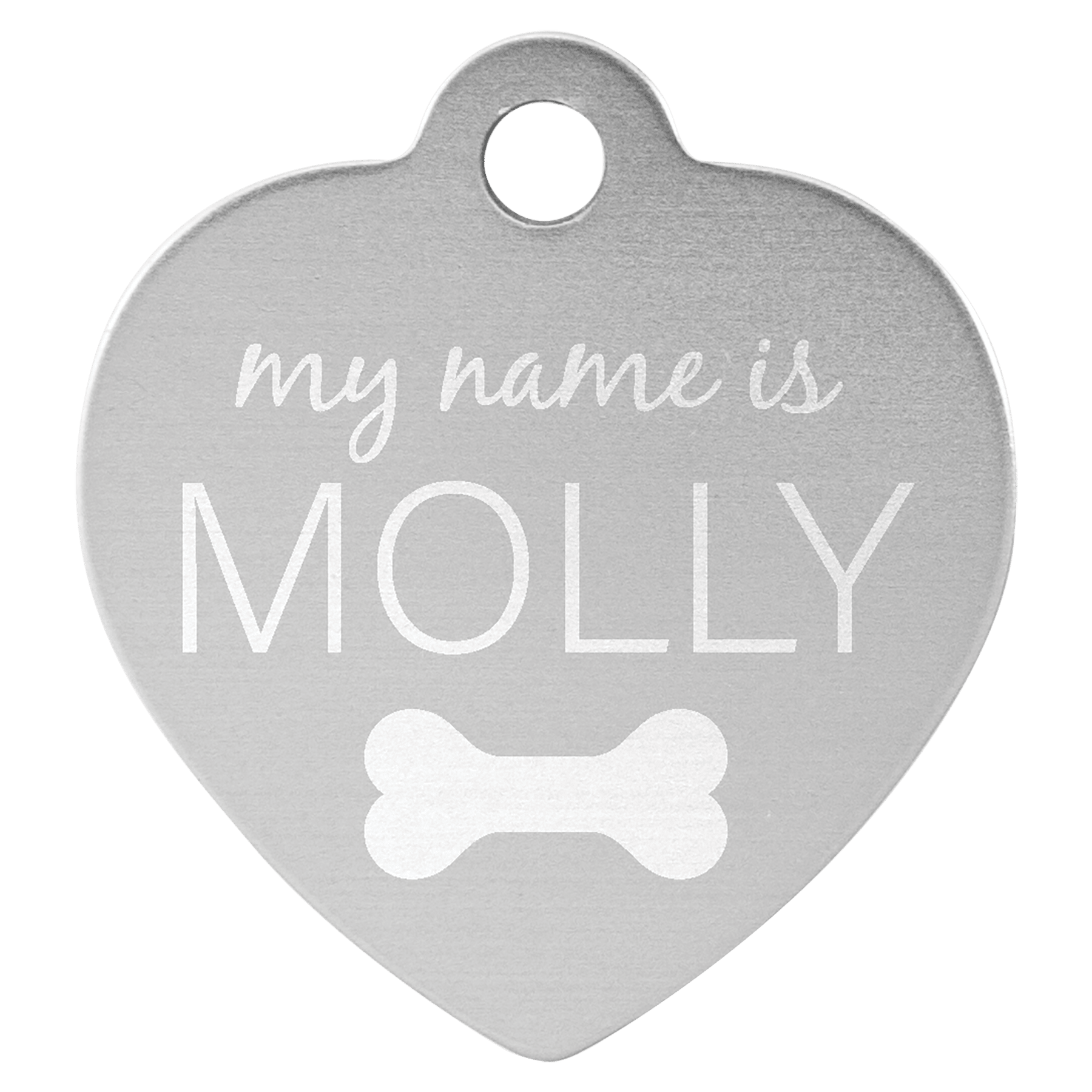 1.25" x 1.25" Silver Anodized Aluminum Heart Pet Tag