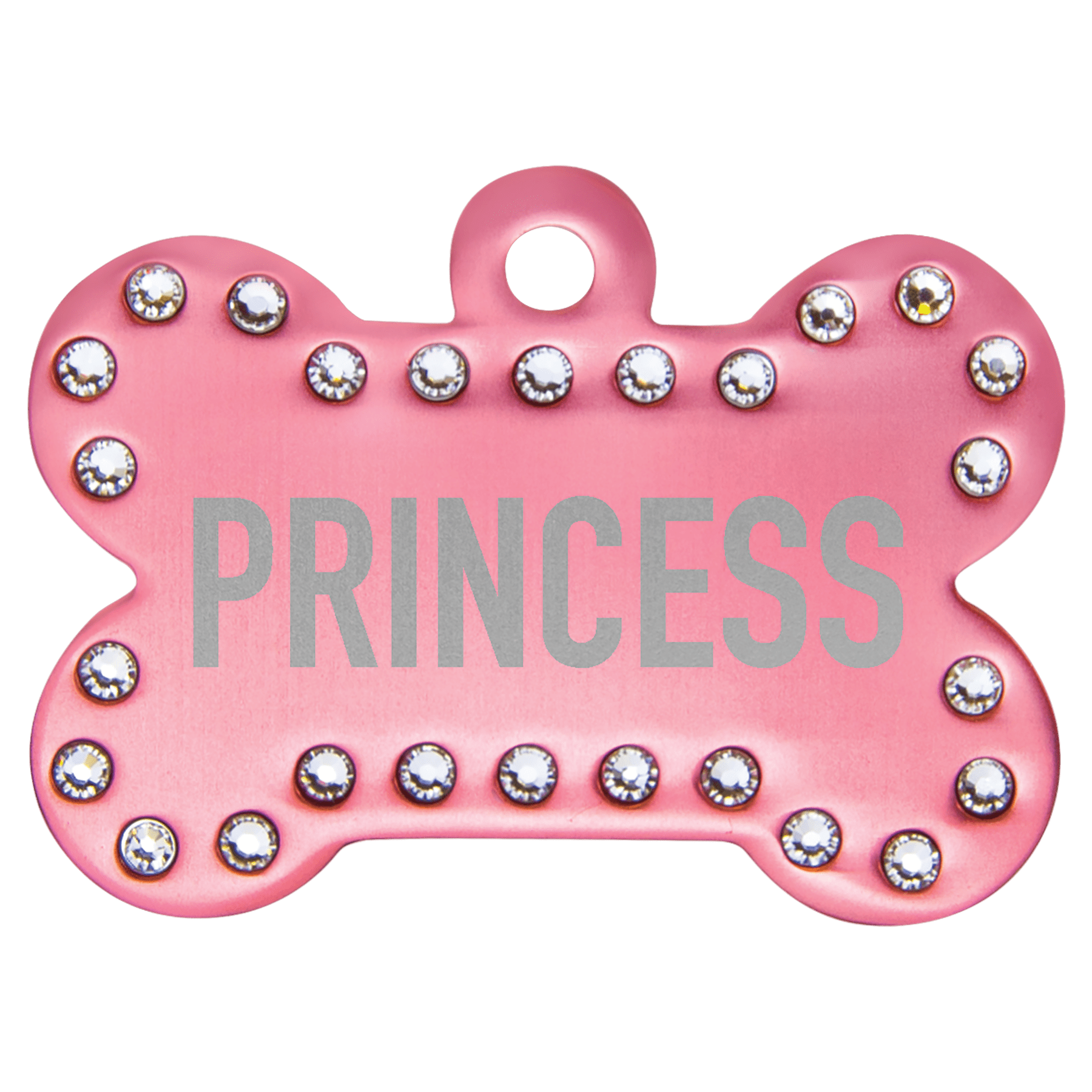 1.5" x 1" Pink Anodized Aluminum Swarovski Bling Bone w/Tab