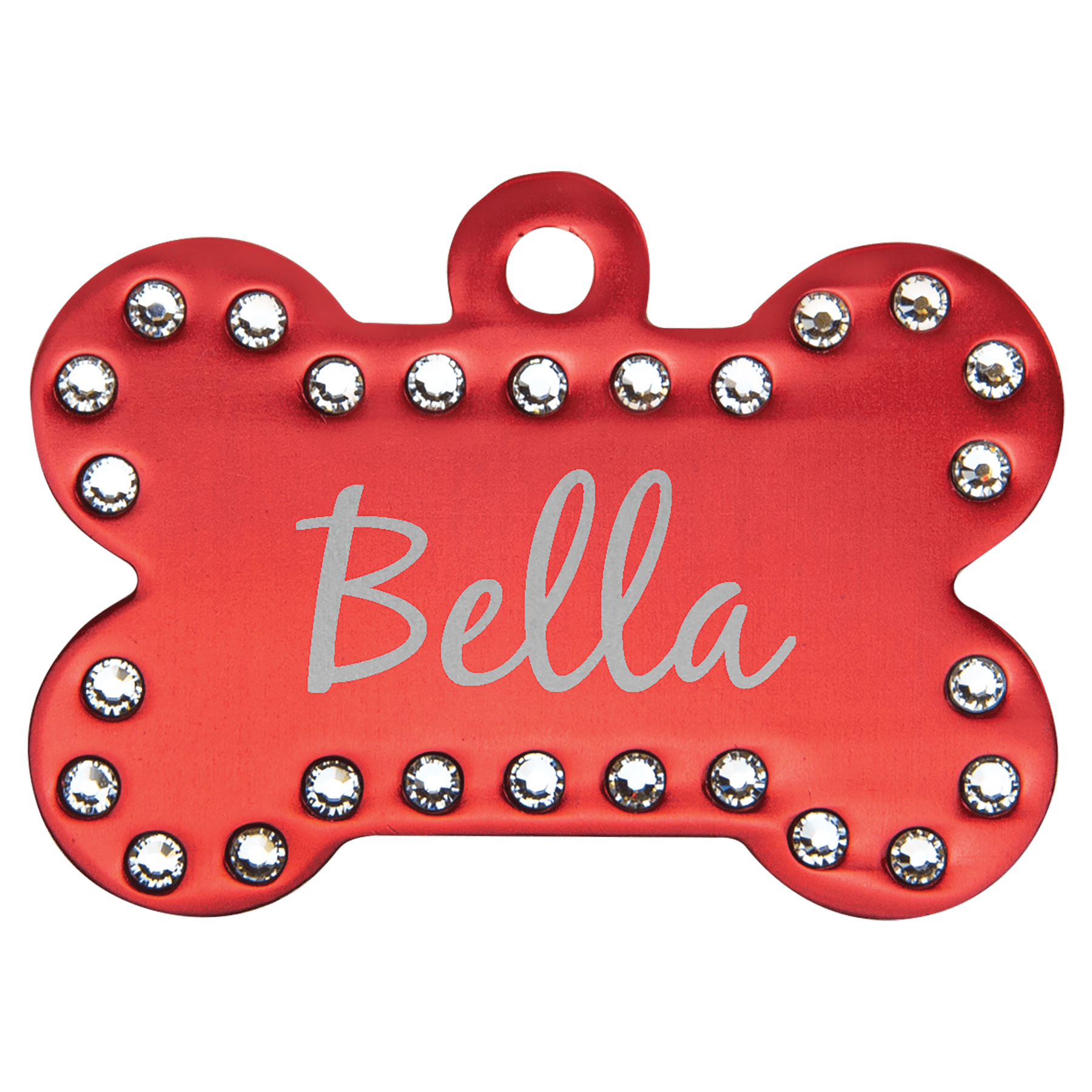 1.5" x 1" Red Anodized Aluminum Swarovski Bling Bone w/Tab