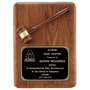 Walnut Plaque w/Gavel, Gavel Band, and Black Brass Plate