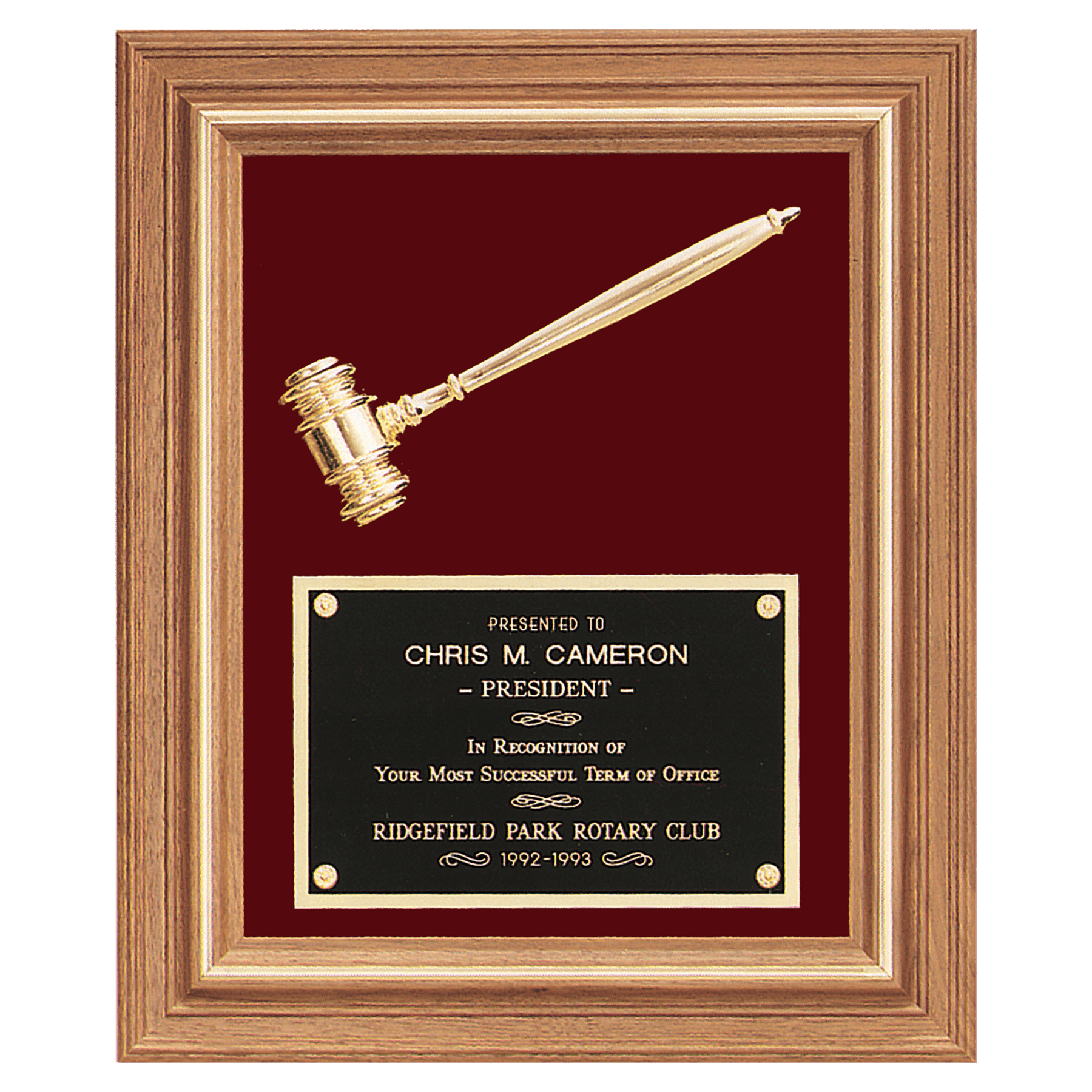 Walnut Frame with Gavel and Velour Background - PC35