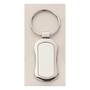Polished Silver Key Ring w/Matte Silver Engravable Insert