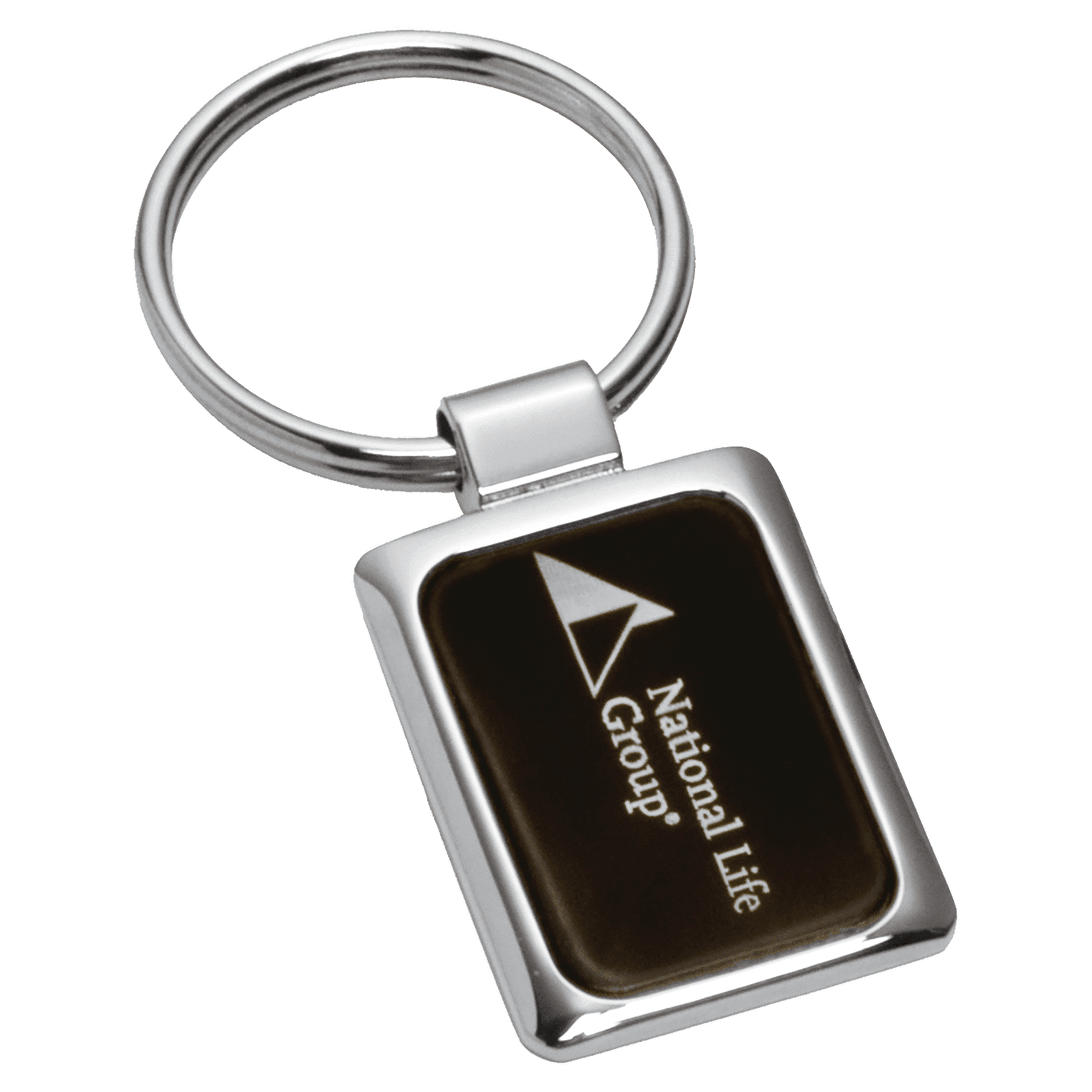 1" x 3.75" Chrome Plated Key Ring with Black Aluminum Insert