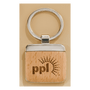 1.1" x 1.5" Silver Key Ring with Maplewood Insert