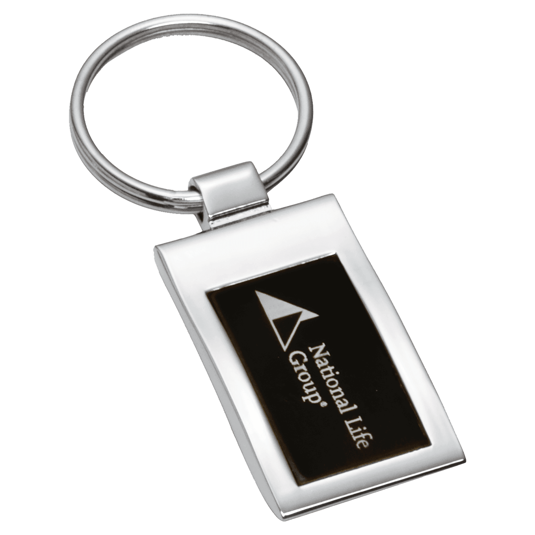 1" x 3.25" Chrome Plated Key Ring with Black Aluminum Insert
