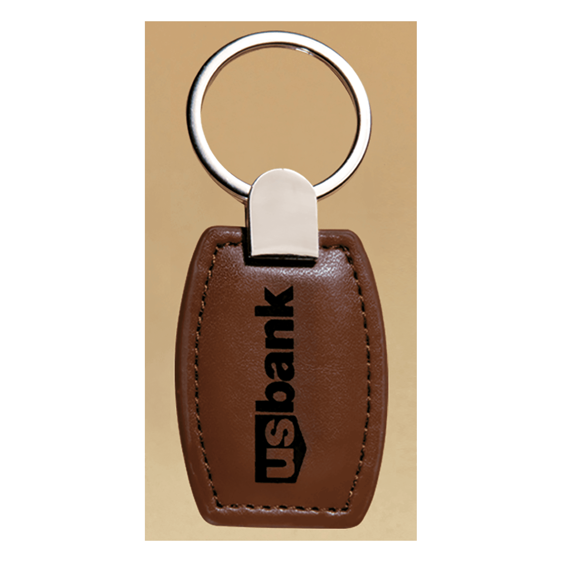 1.4" x 3.4" Leather Key Ring with Silver Hardware