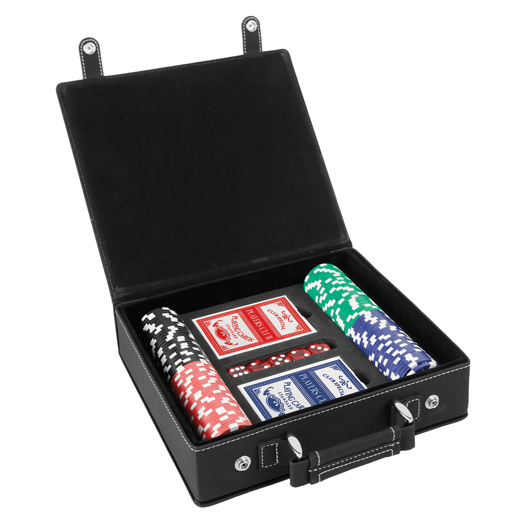 Black/Silver Leatherette 100 Chip Poker Set