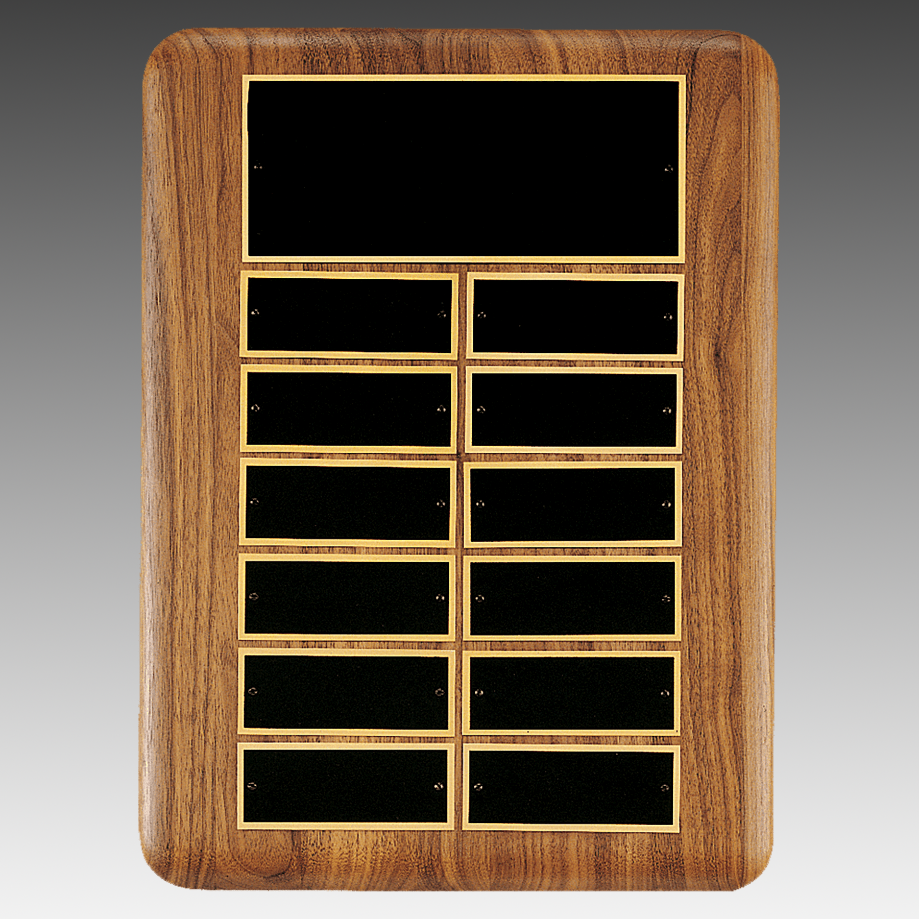 American Walnut 12 Plate Perpetual Plaque w/Brass Plate - PP25