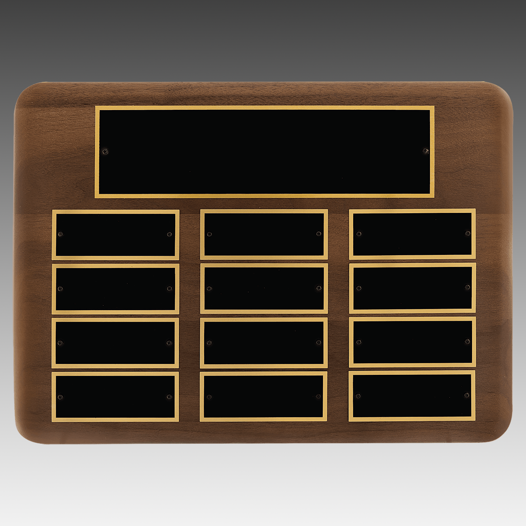 American Walnut Horizontal Perpetual Plaque w/Brass Plates - PP33