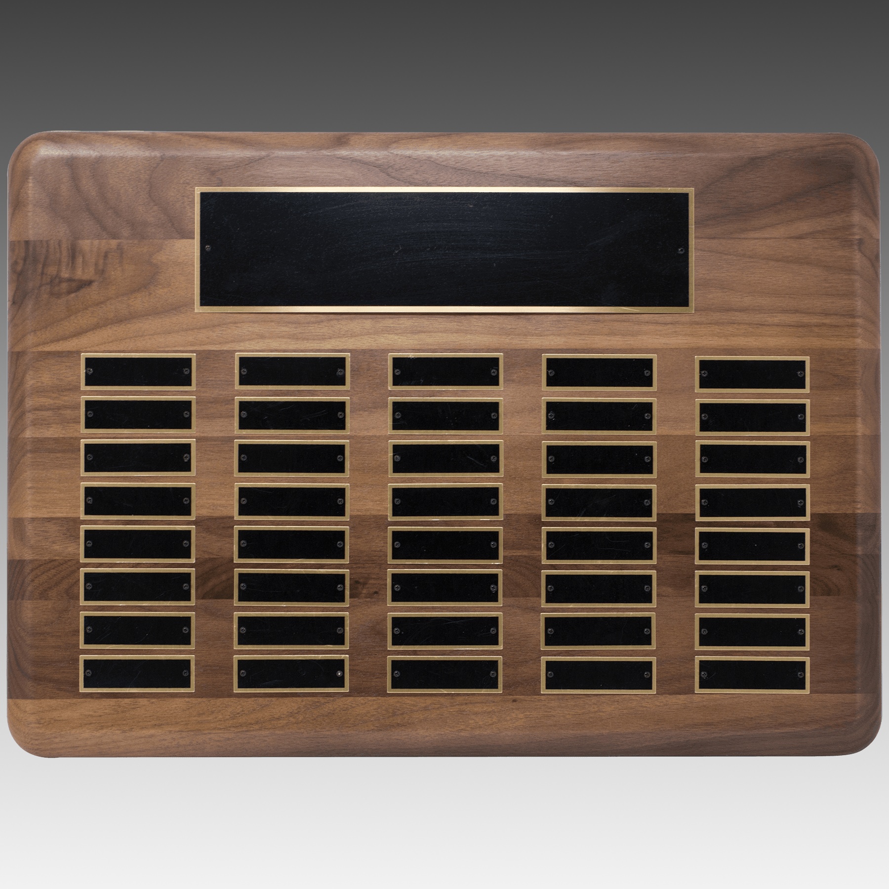 American Walnut Horizontal Perpetual Plaque w/Brass Plates - PP19