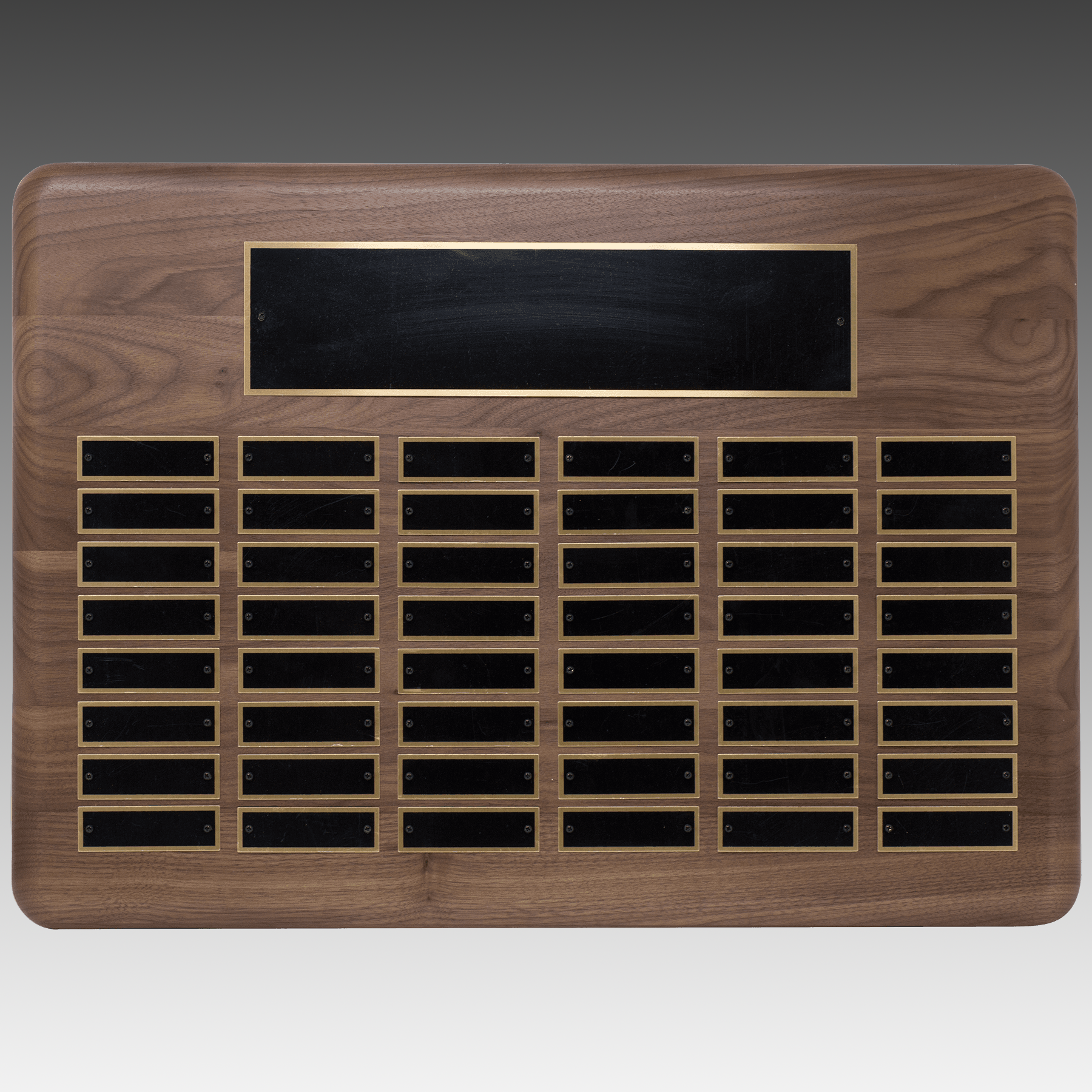 American Walnut Horizontal Perpetual Plaque w/Brass Plates - PP19