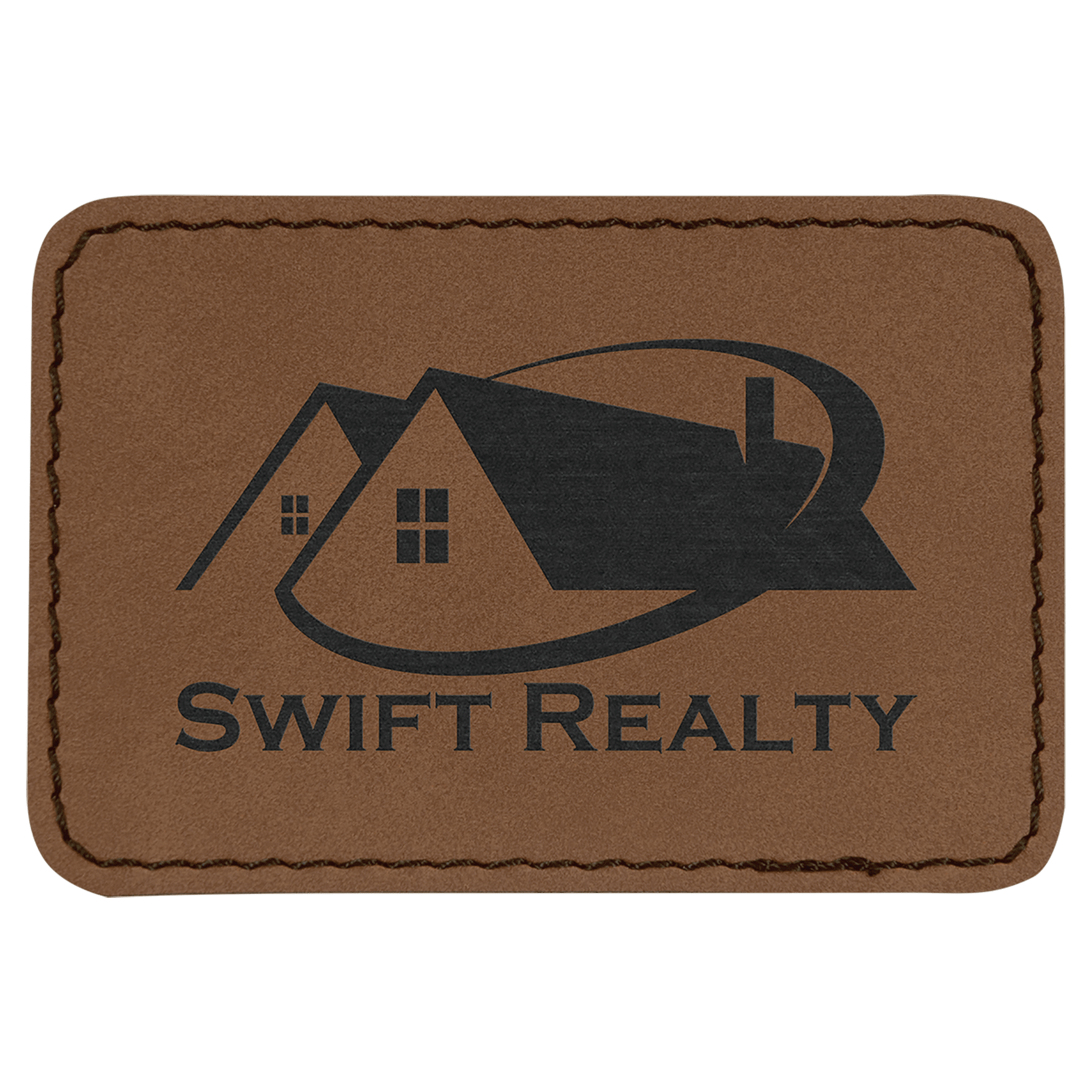 3" x 2" Rectangle Dark Brown Leatherette Patch with Adhesive