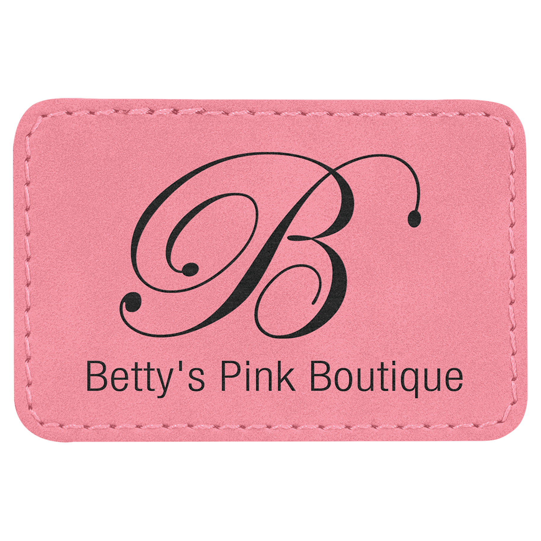3" x 2" Rectangle Pink Leatherette Patch with Adhesive