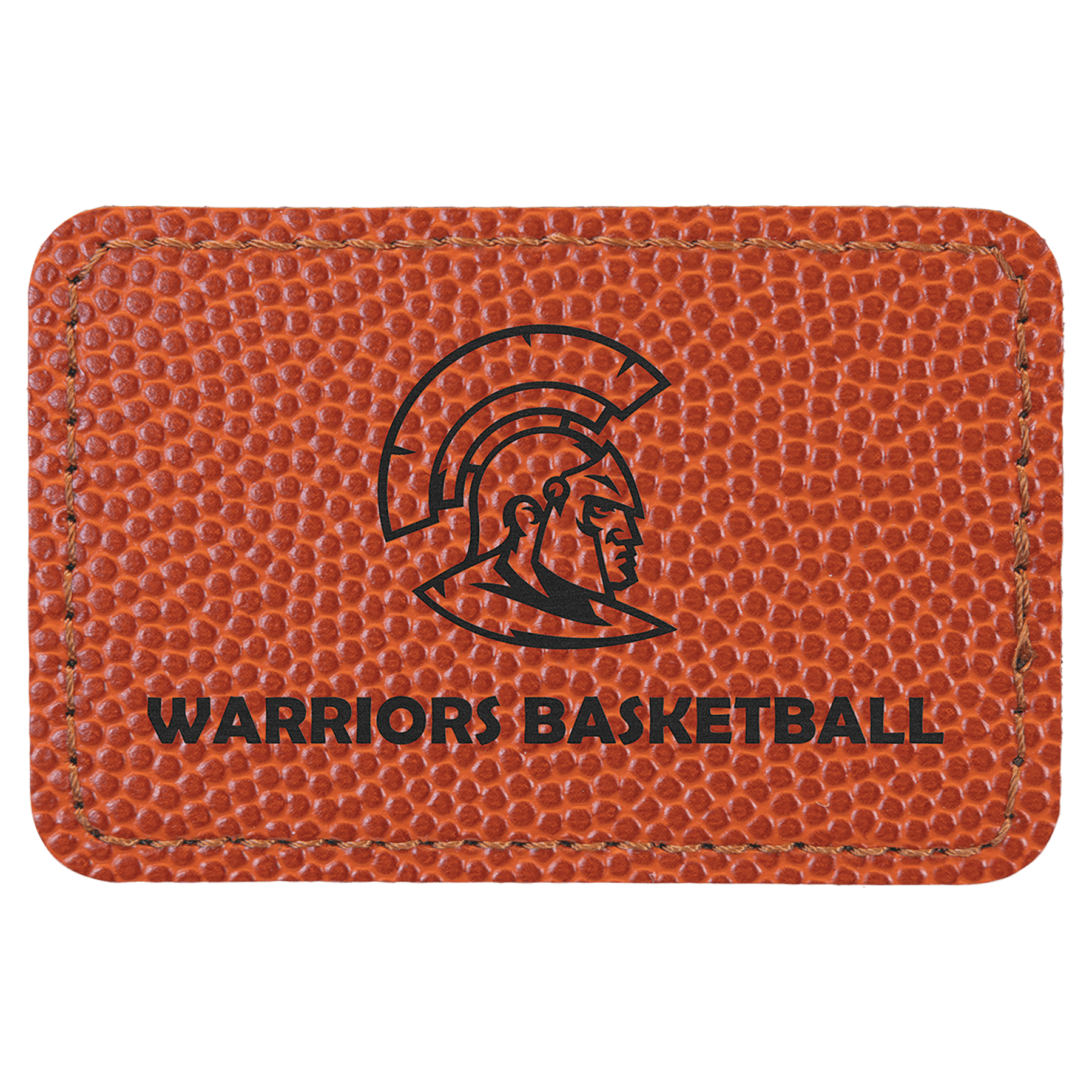 3" x 2" Rectangle Basketball Leatherette Patch with Adhesive