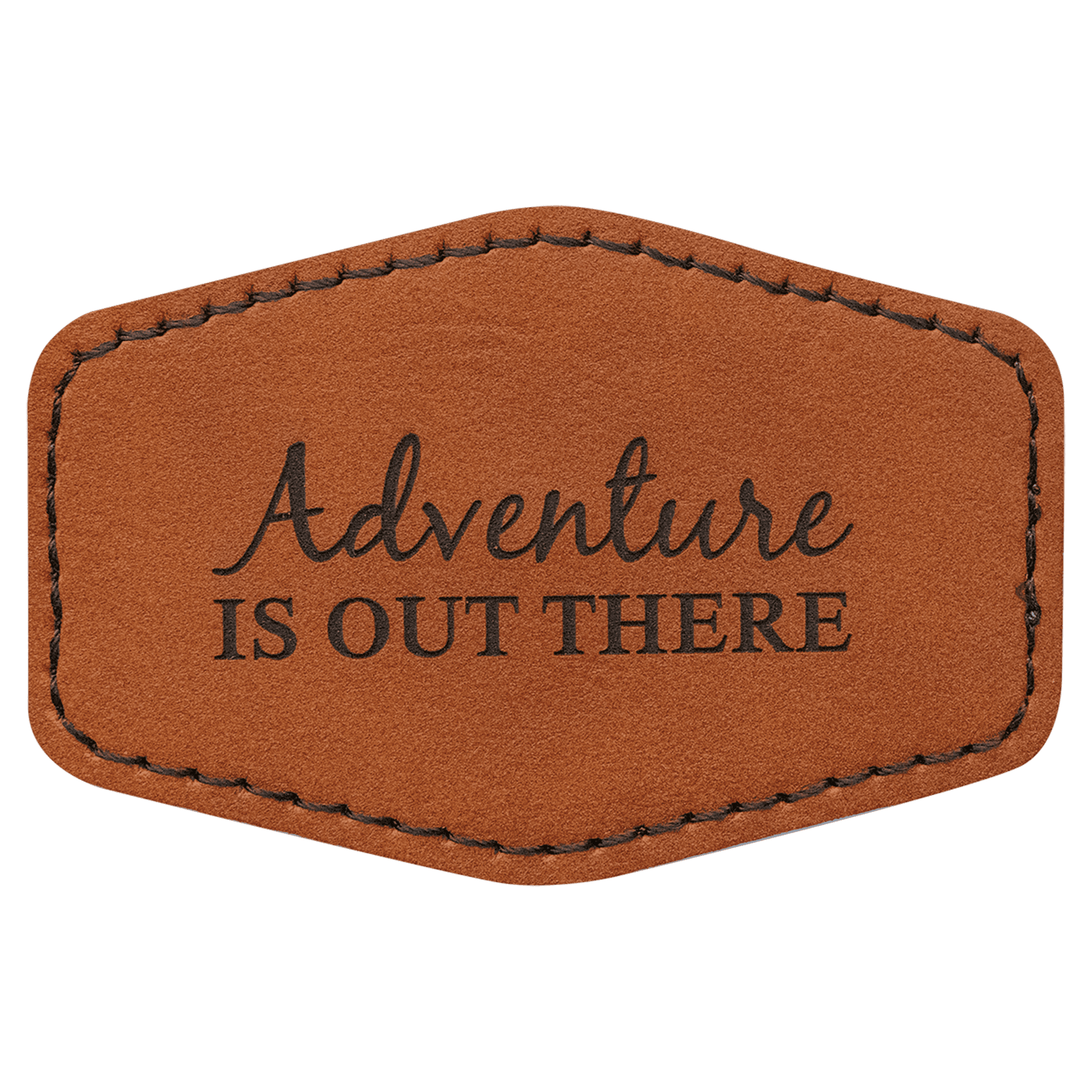 3" x 2" Hex Rawhide Leatherette Patch with Adhesive