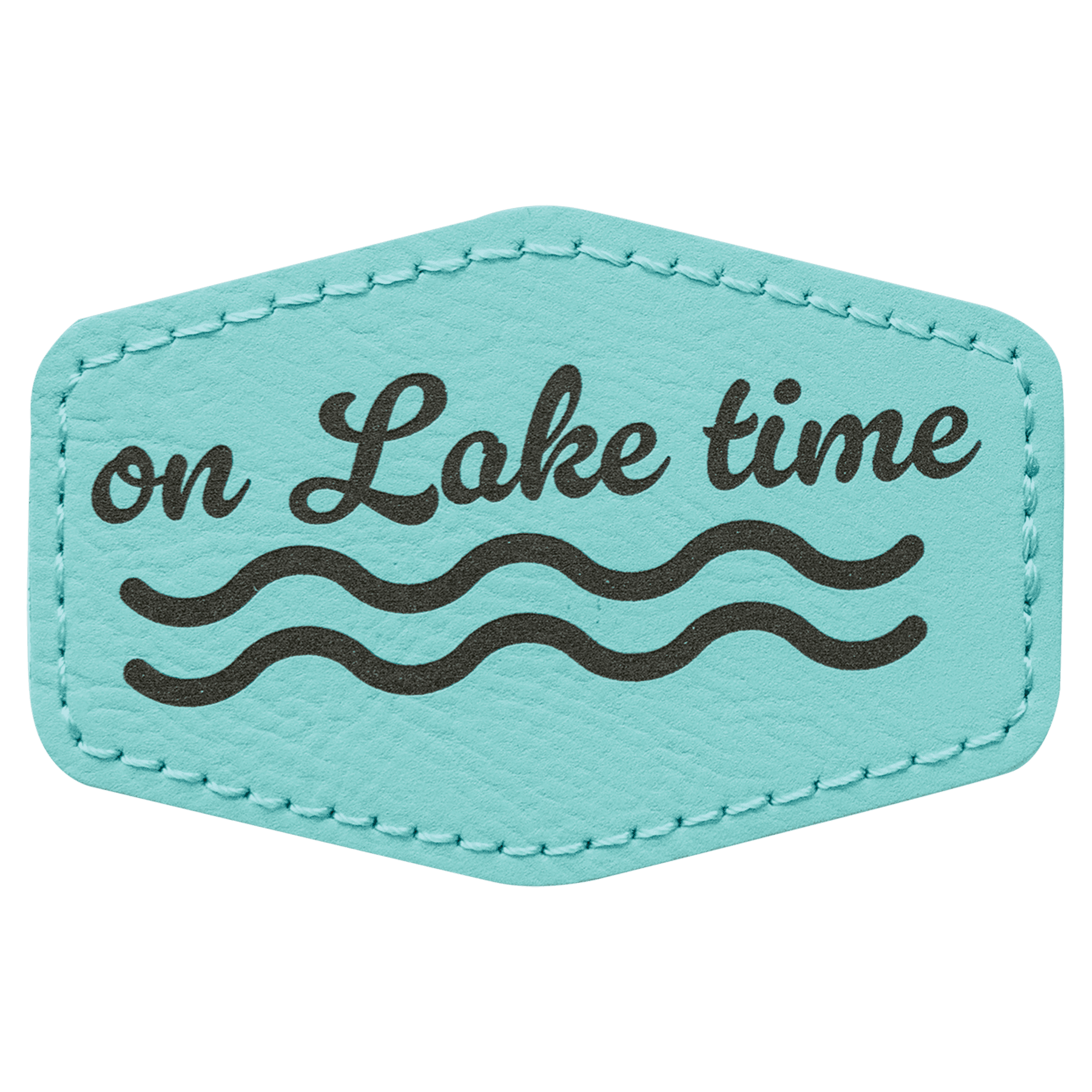 3" x 2" Hex Teal Leatherette Patch with Adhesive