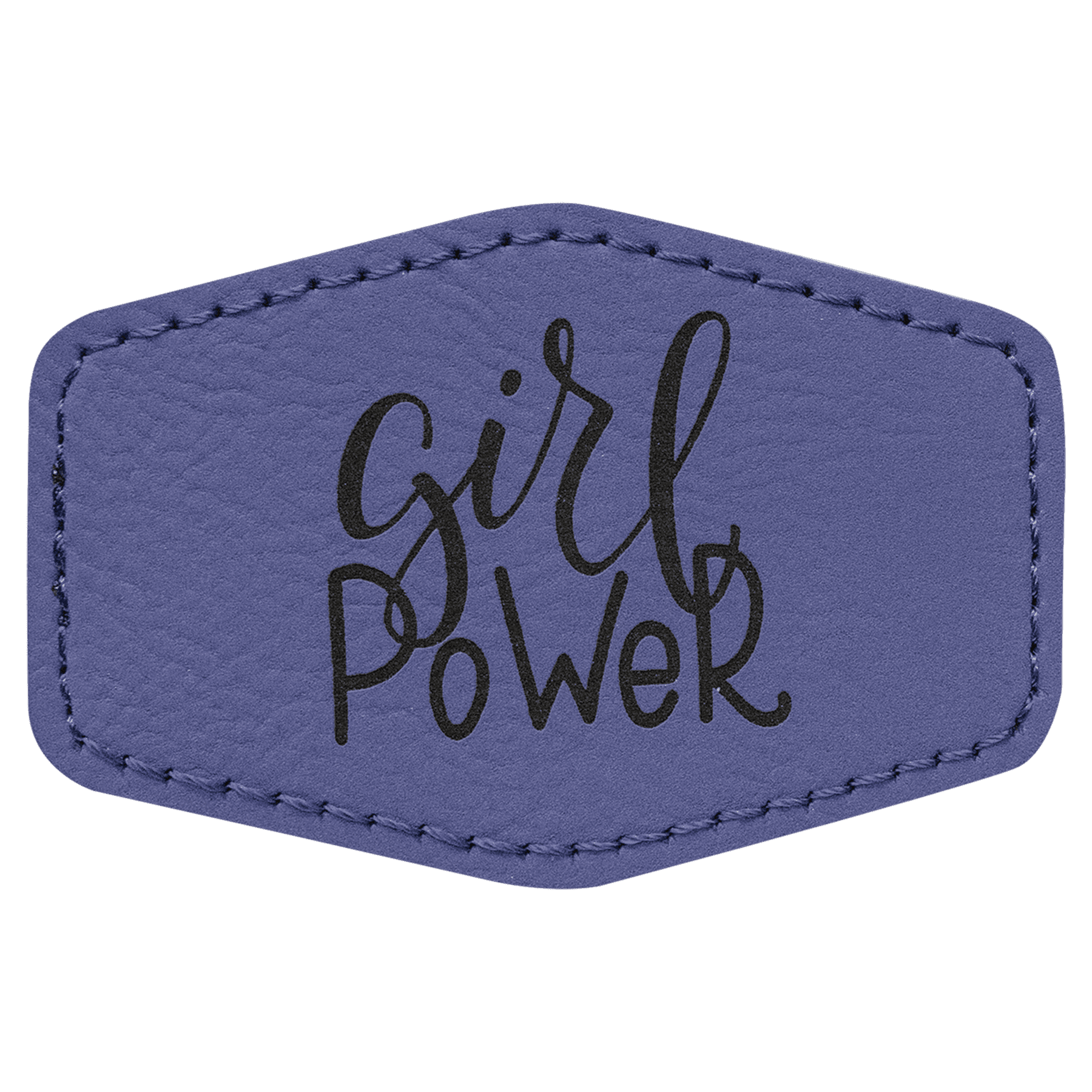 3" x 2" Hex Purple Leatherette Patch with Adhesive