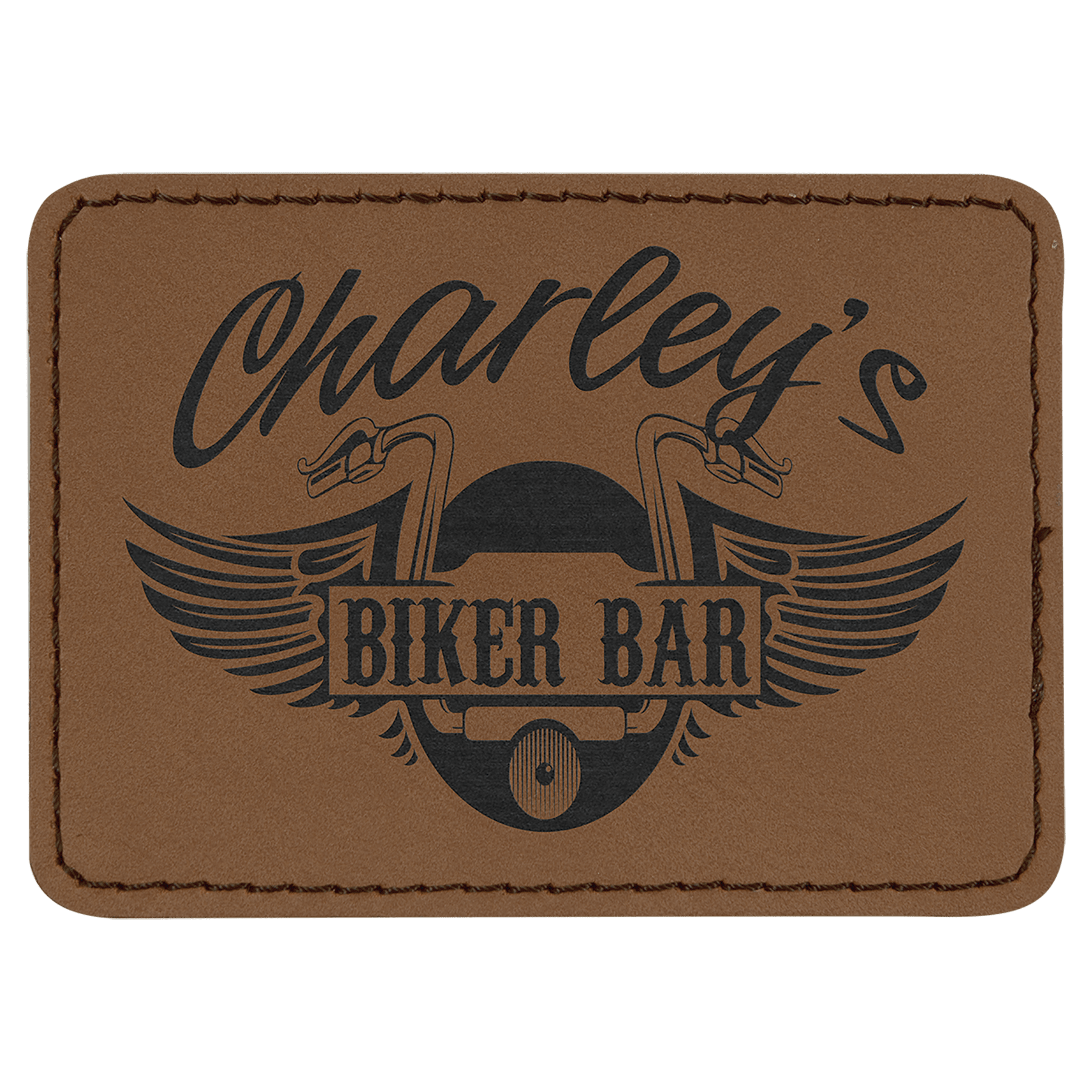 Rectangle Dark Brown Leatherette Patch with Adhesive