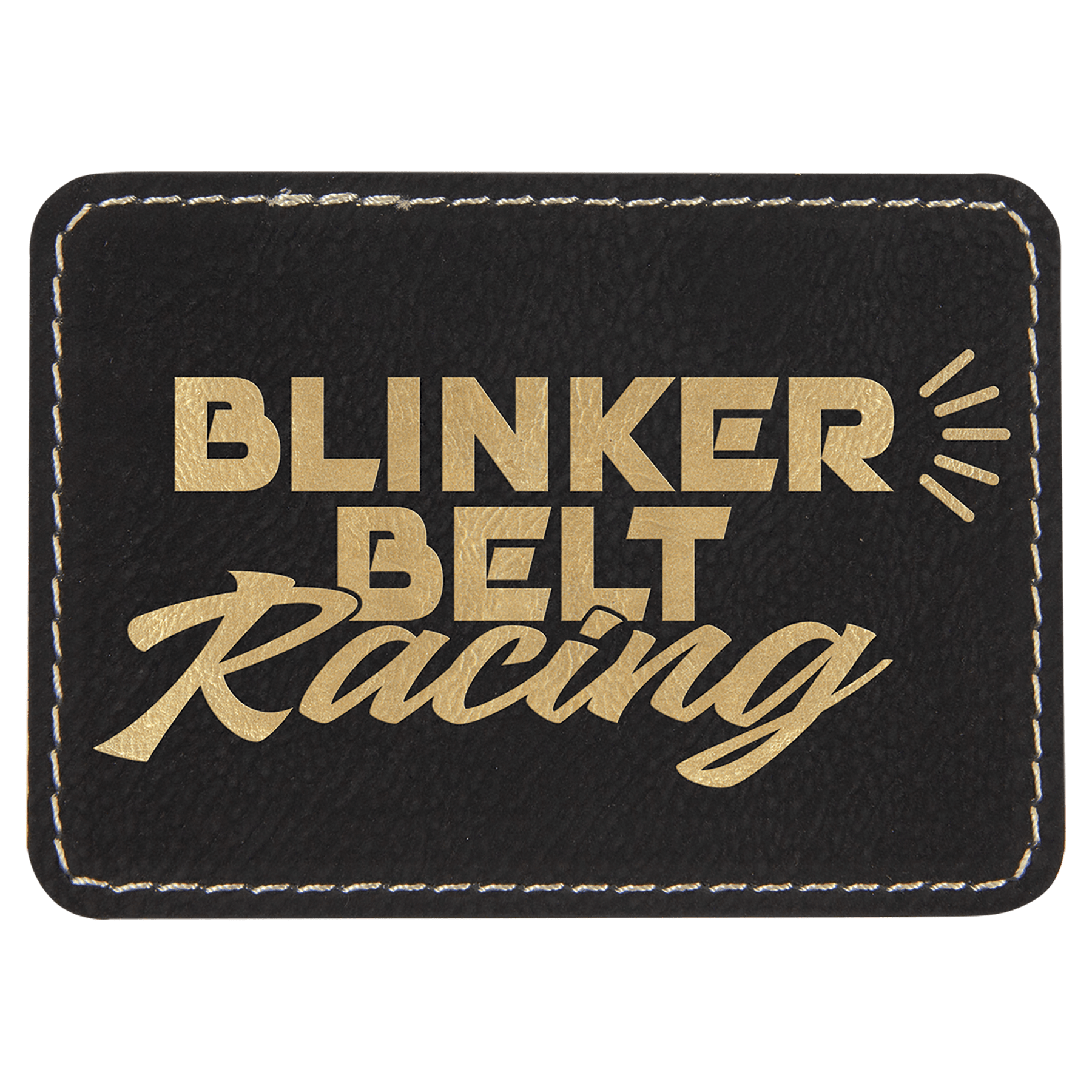 Rectangle Black/Gold Leatherette Patch with Adhesive