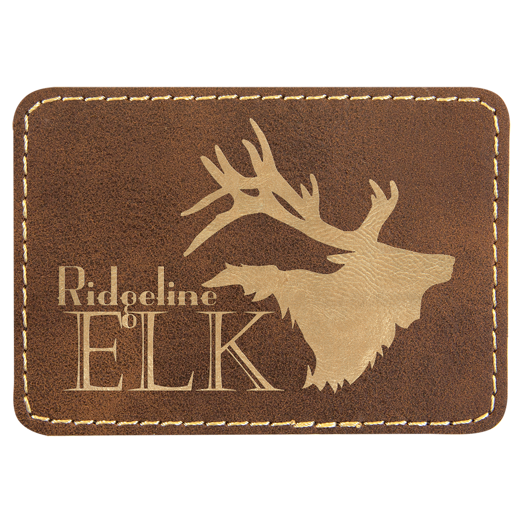 Rectangle Rustic/Gold Leatherette Patch with Adhesive