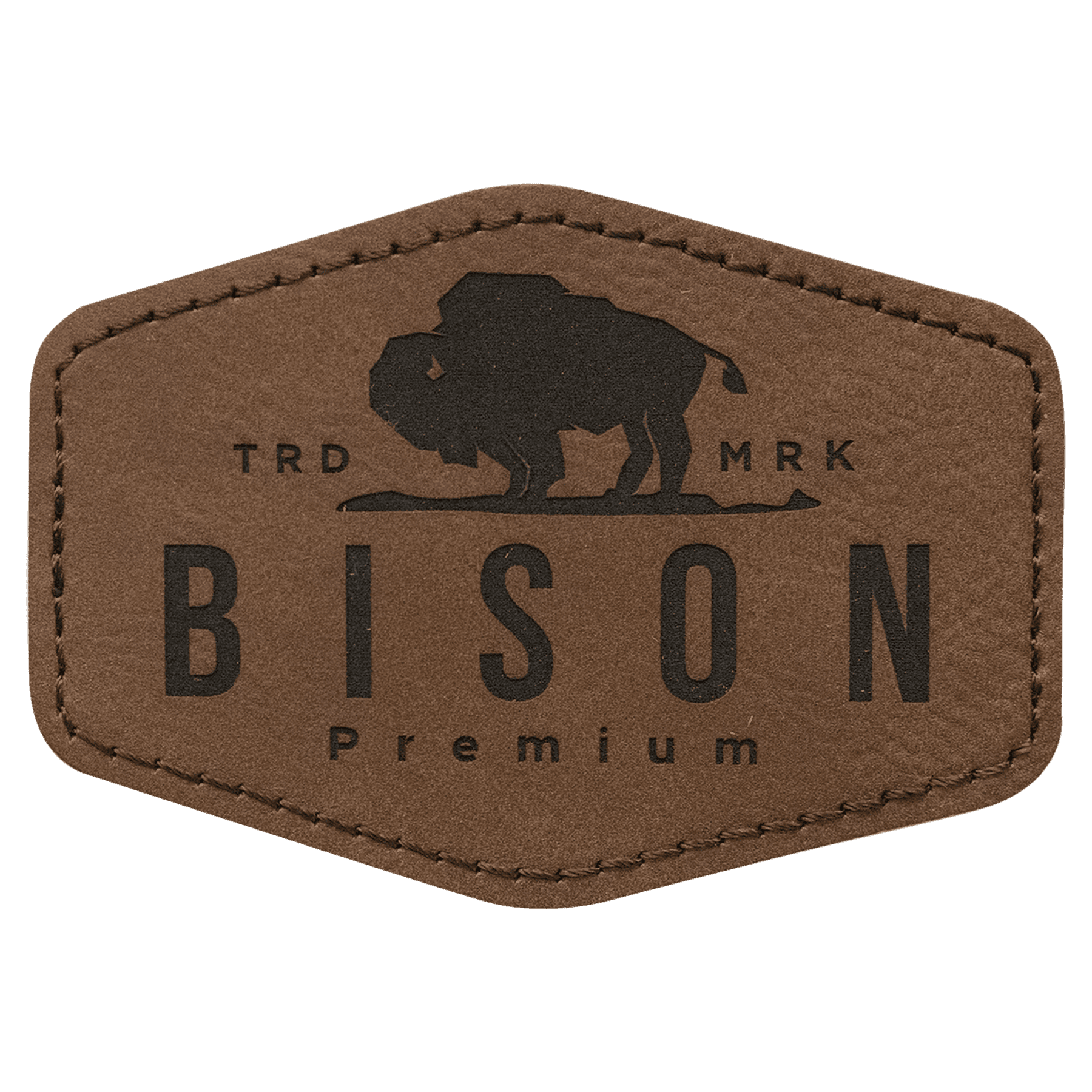 3.5" x 2.5" Hex Dark Brown Leatherette Patch with Adhesive