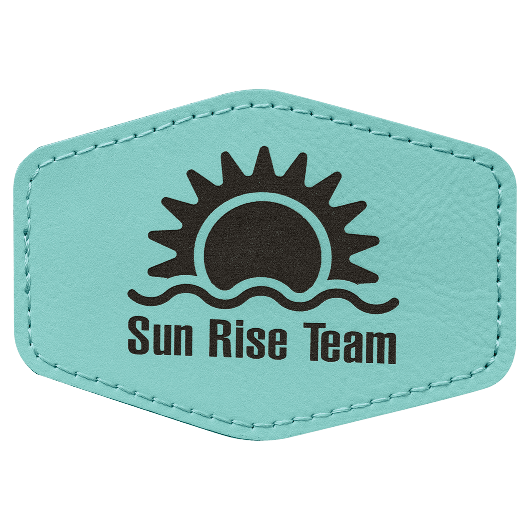 3.5" x 2.5" Hex Teal Leatherette Patch with Adhesive