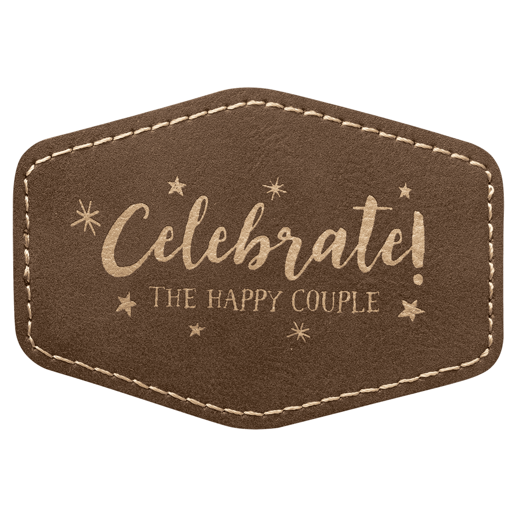 3.5" x 2.5" Hex Rustic/Gold Leatherette Patch with Adhesive