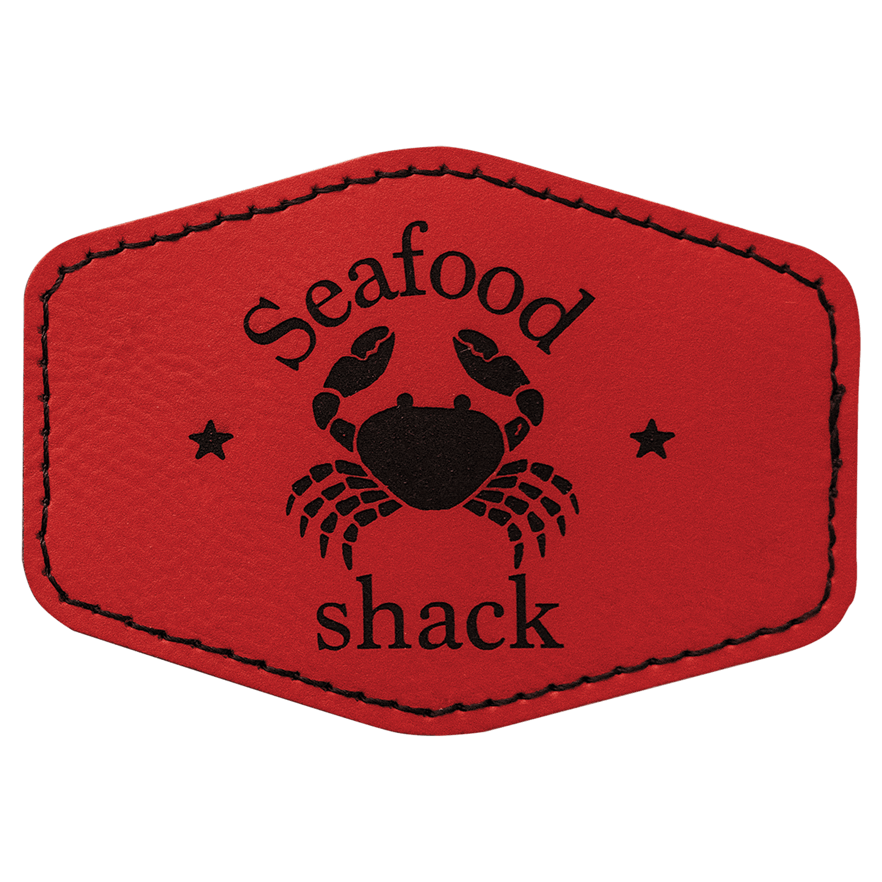 3.5" x 2.5" Hex Red Leatherette Patch with Adhesive
