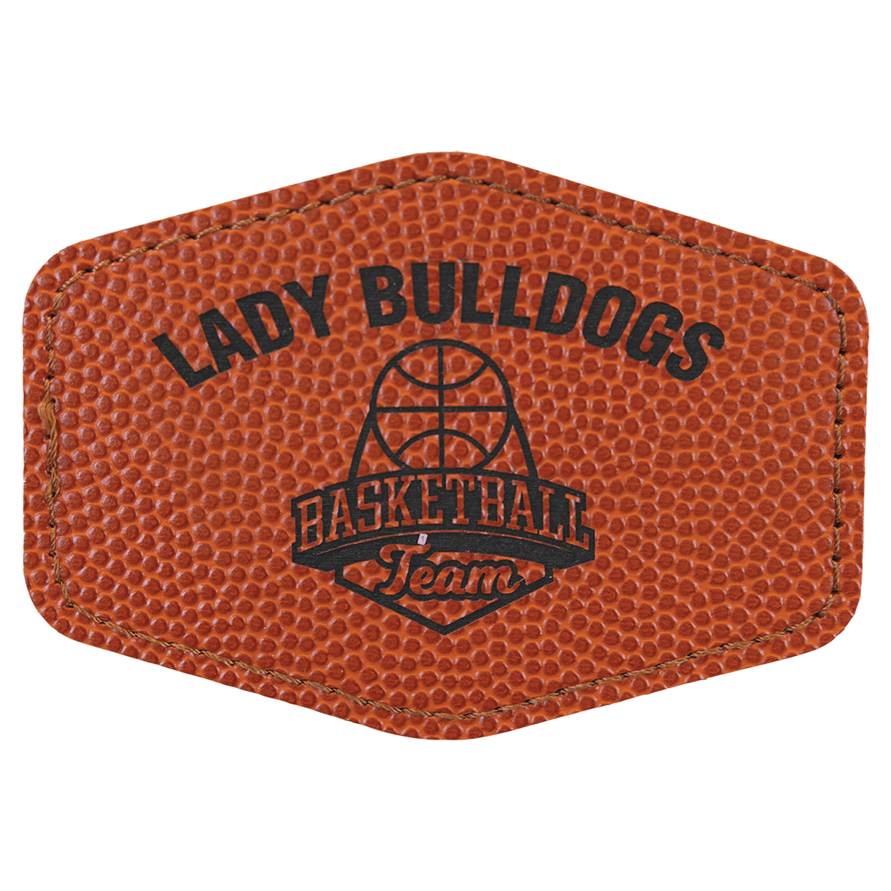 3.5" x 2.5" Hex Basketball Leatherette Patch with Adhesive