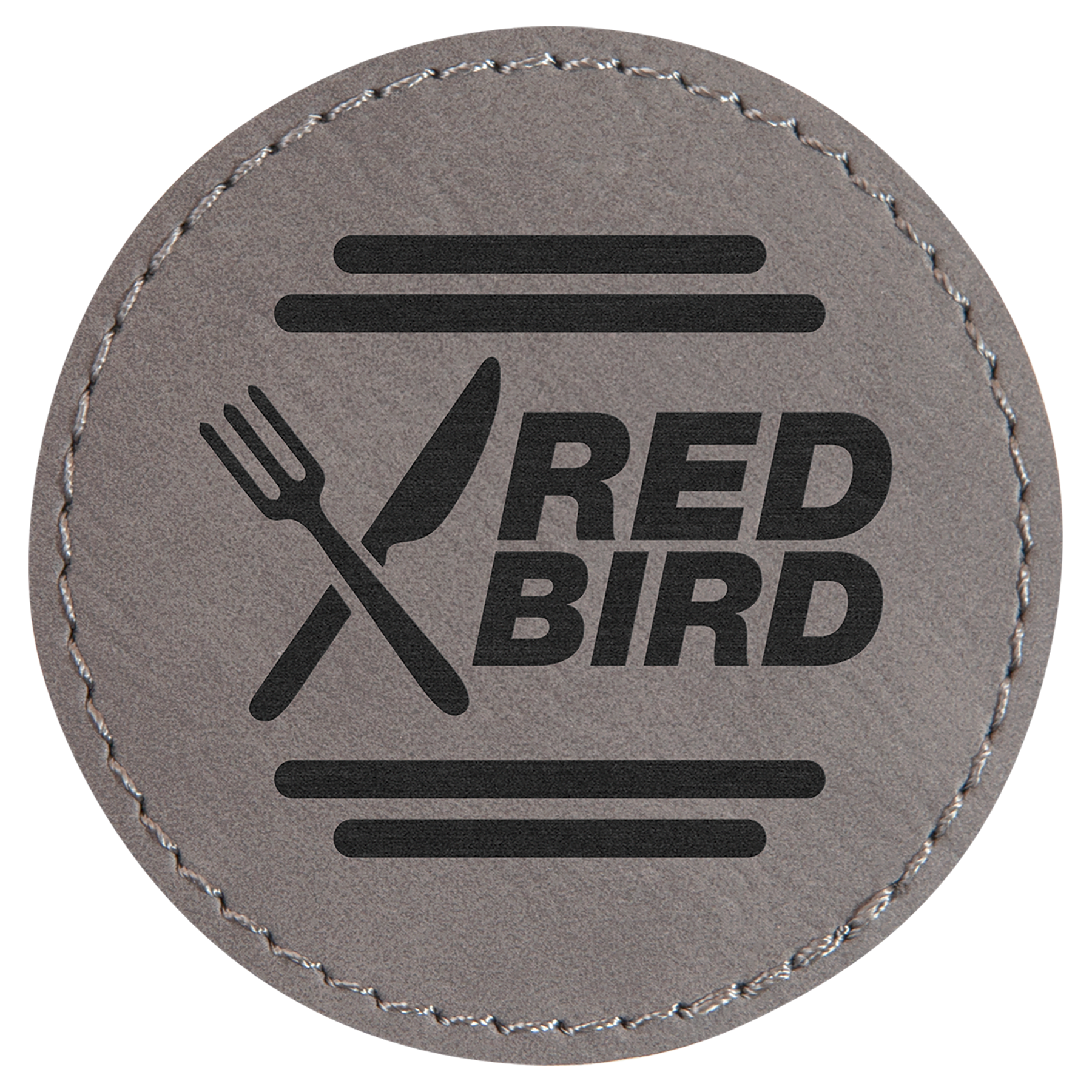 2.5" Round Gray Leatherette Patch with Adhesive