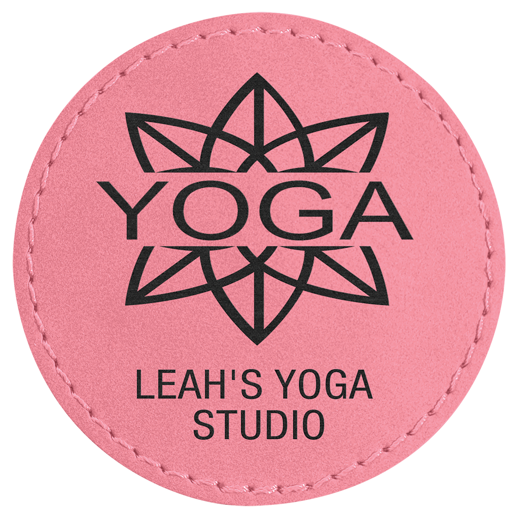 2.5" Round Pink Leatherette Patch with Adhesive