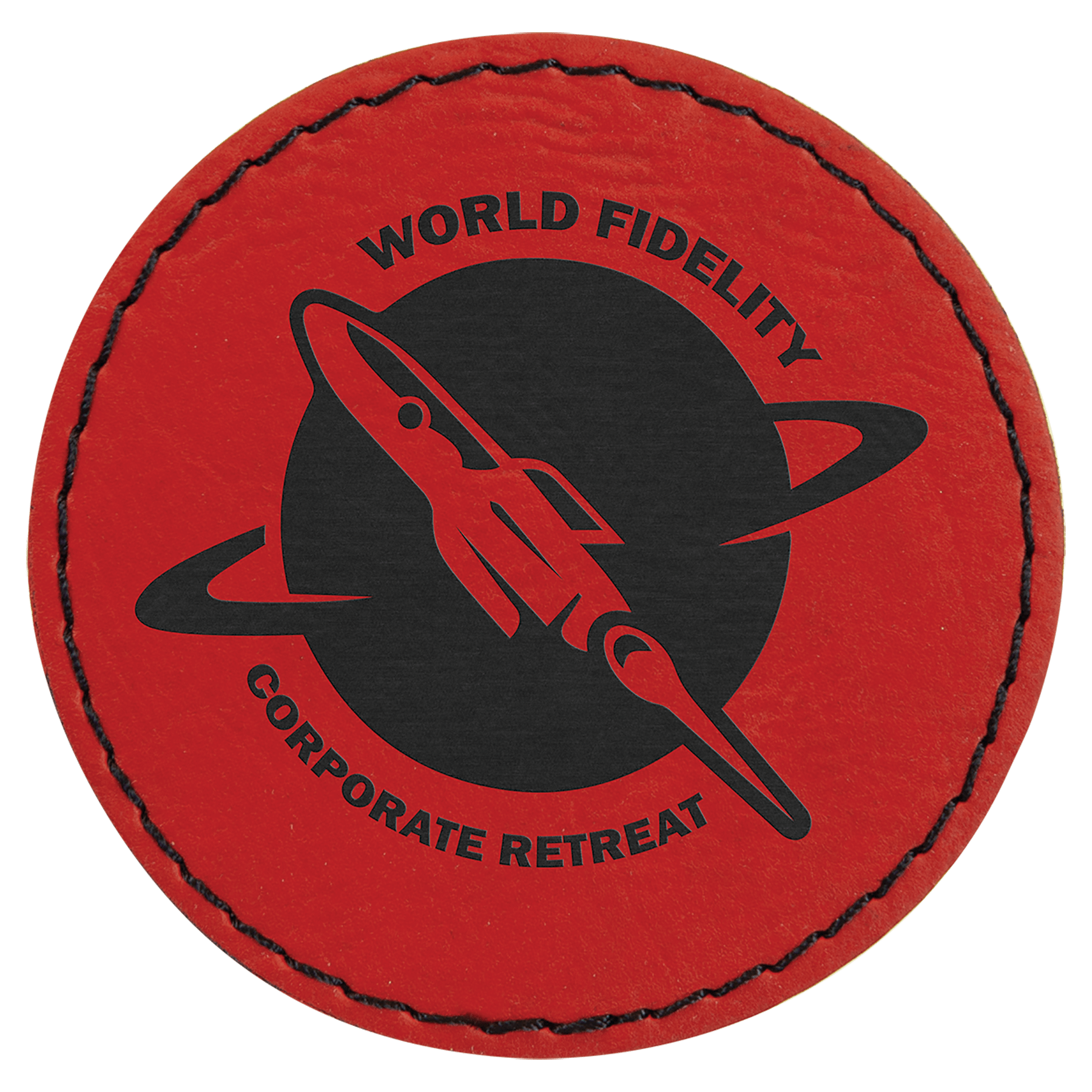 2.5" Round Red Leatherette Patch with Adhesive