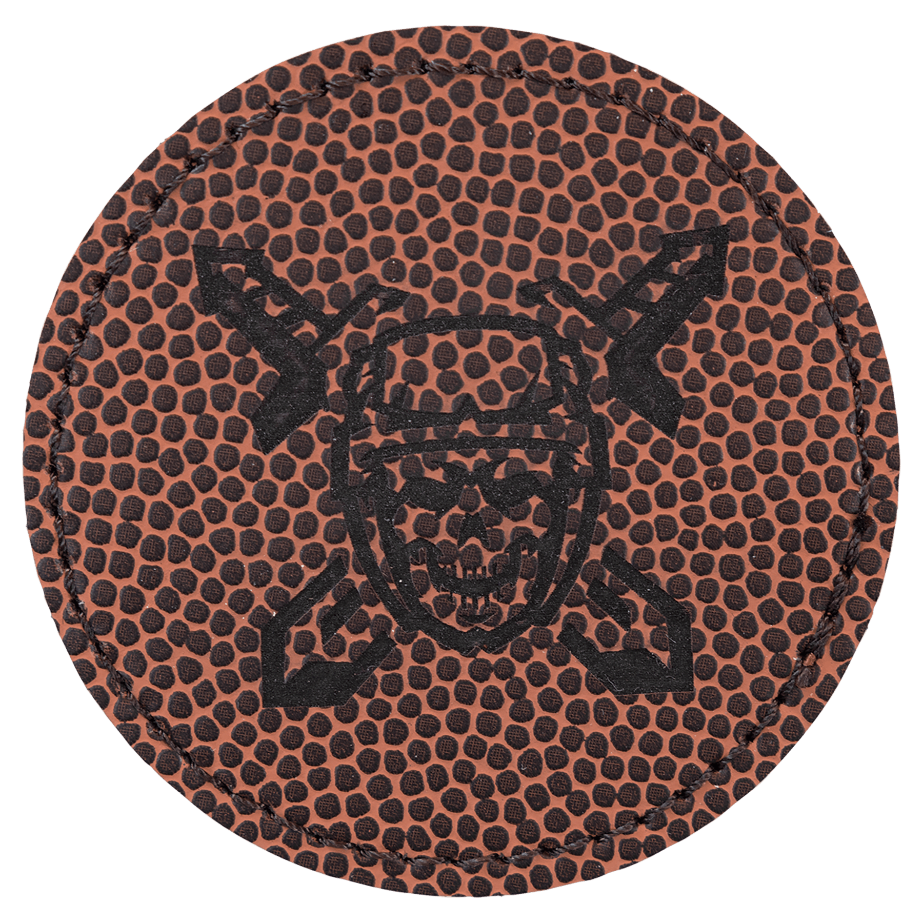 2.5" Round Football Leatherette Patch with Adhesive