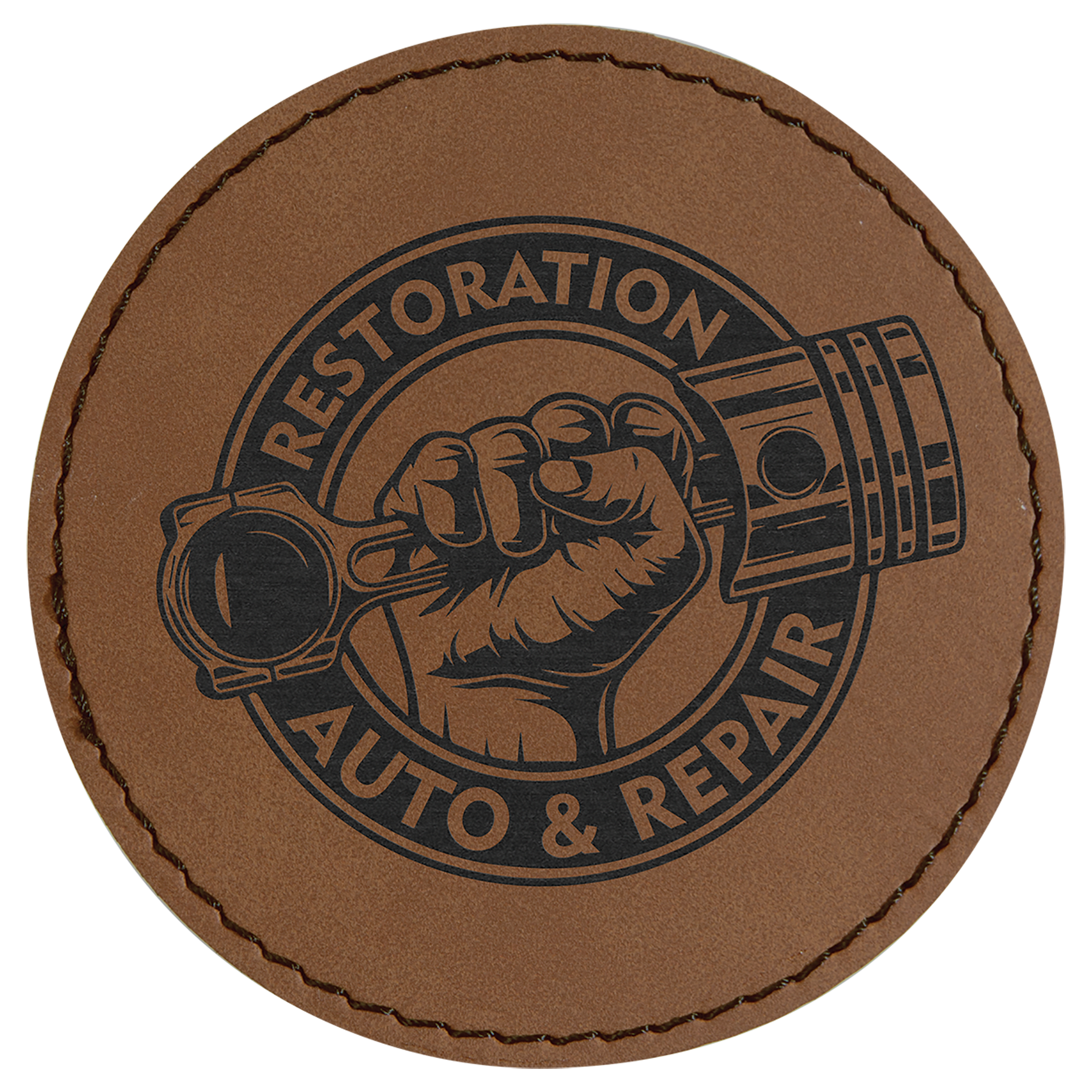 3" Round Dark Brown Leatherette Patch with Adhesive