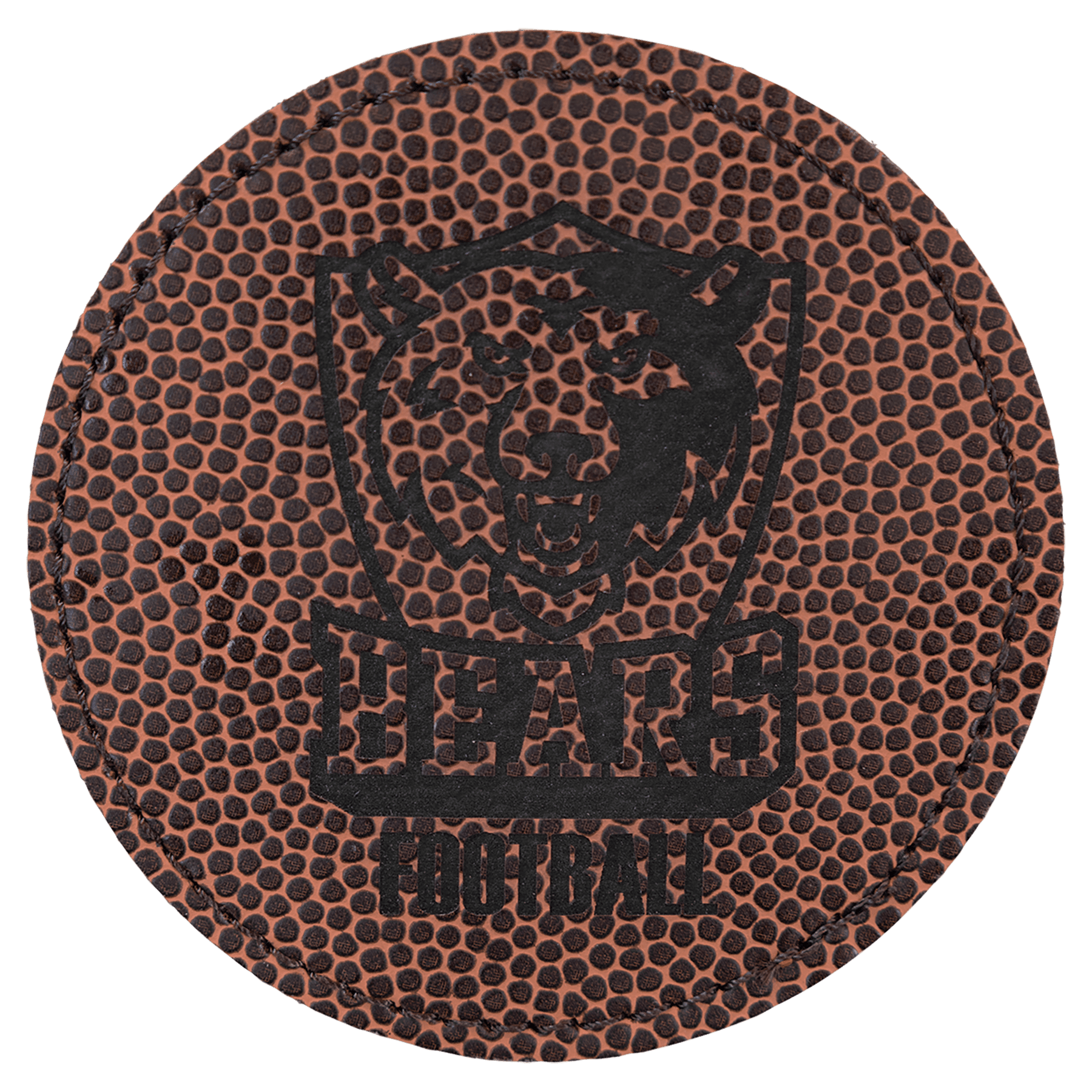 3" Round Football Leatherette Patch with Adhesive