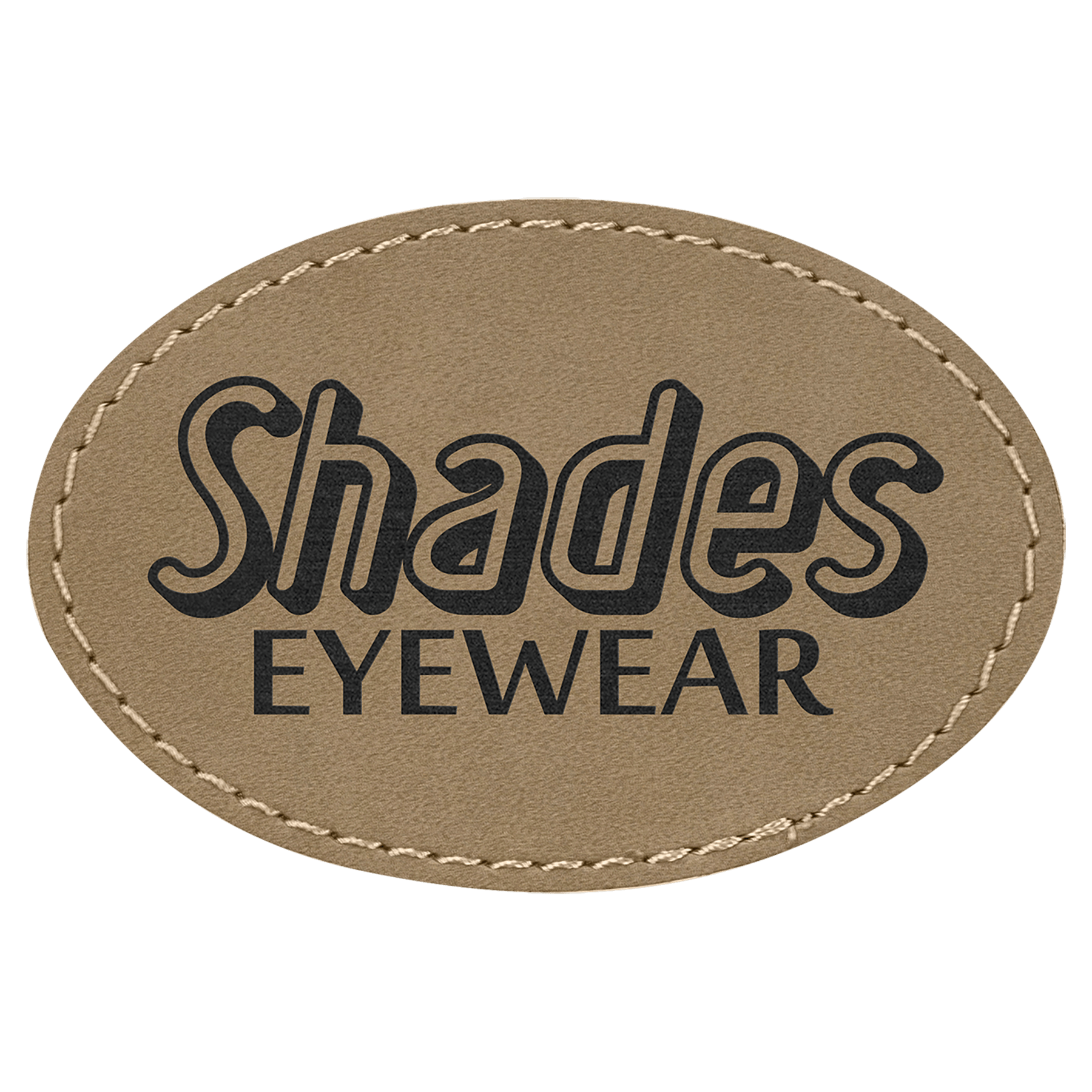 3" x 2" Oval Light Brown Leatherette Patch with Adhesive