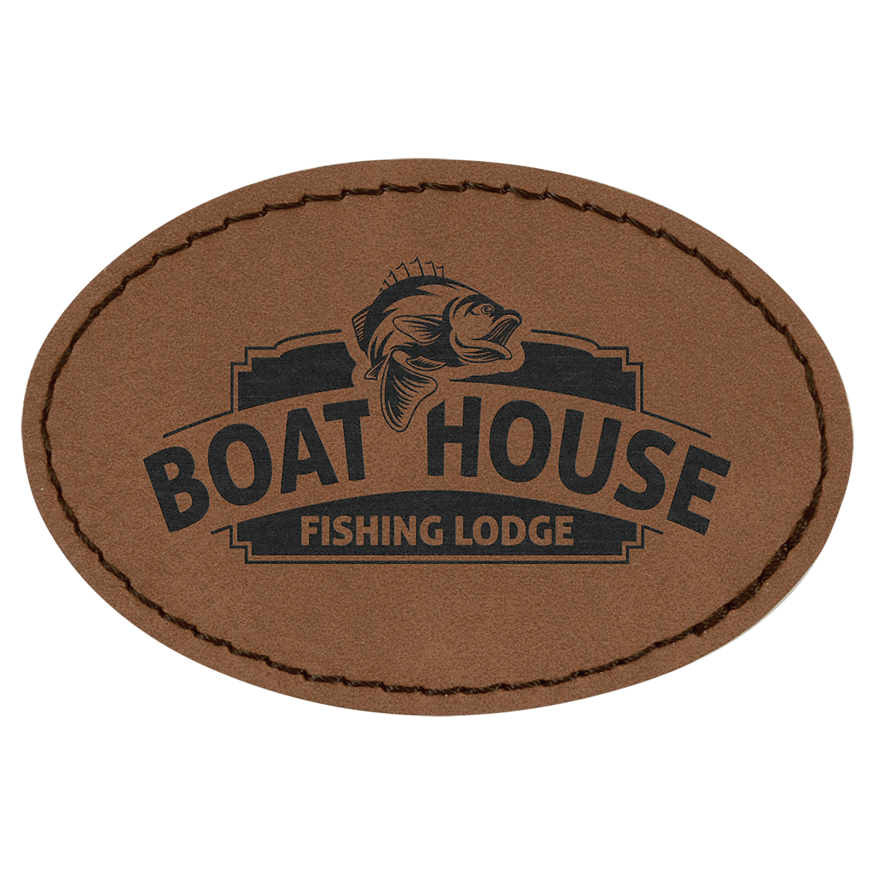 3" x 2" Oval Dark Brown Leatherette Patch with Adhesive