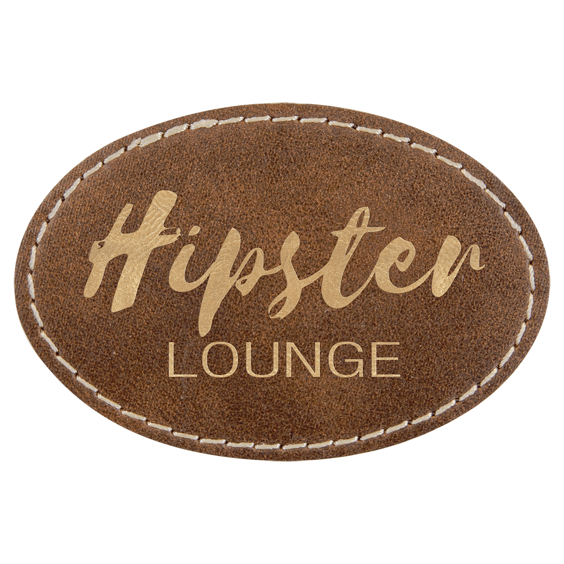 3" x 2" Oval Rustic/Gold Leatherette Patch with Adhesive