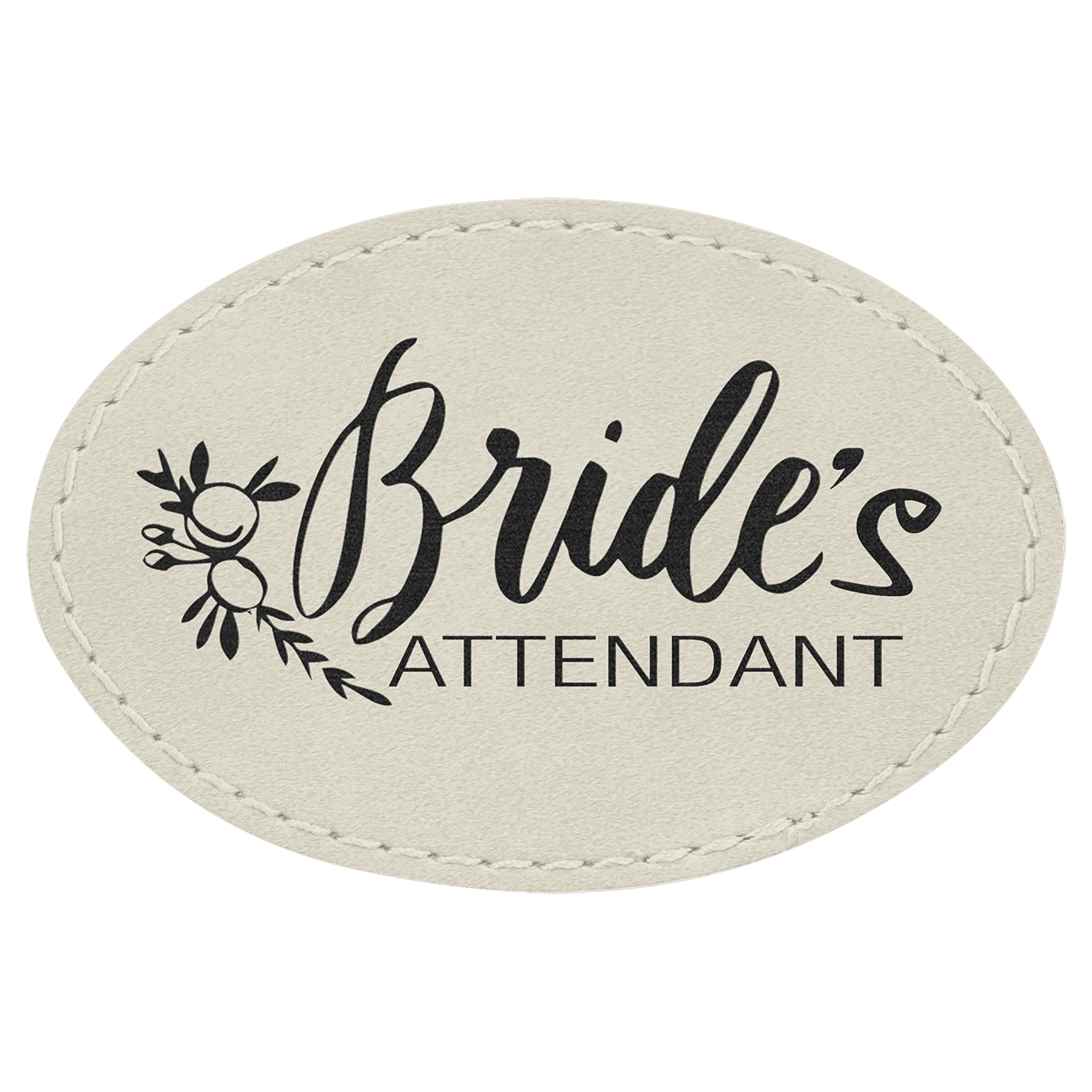 3" x 2" Oval White Leatherette Patch with Adhesive