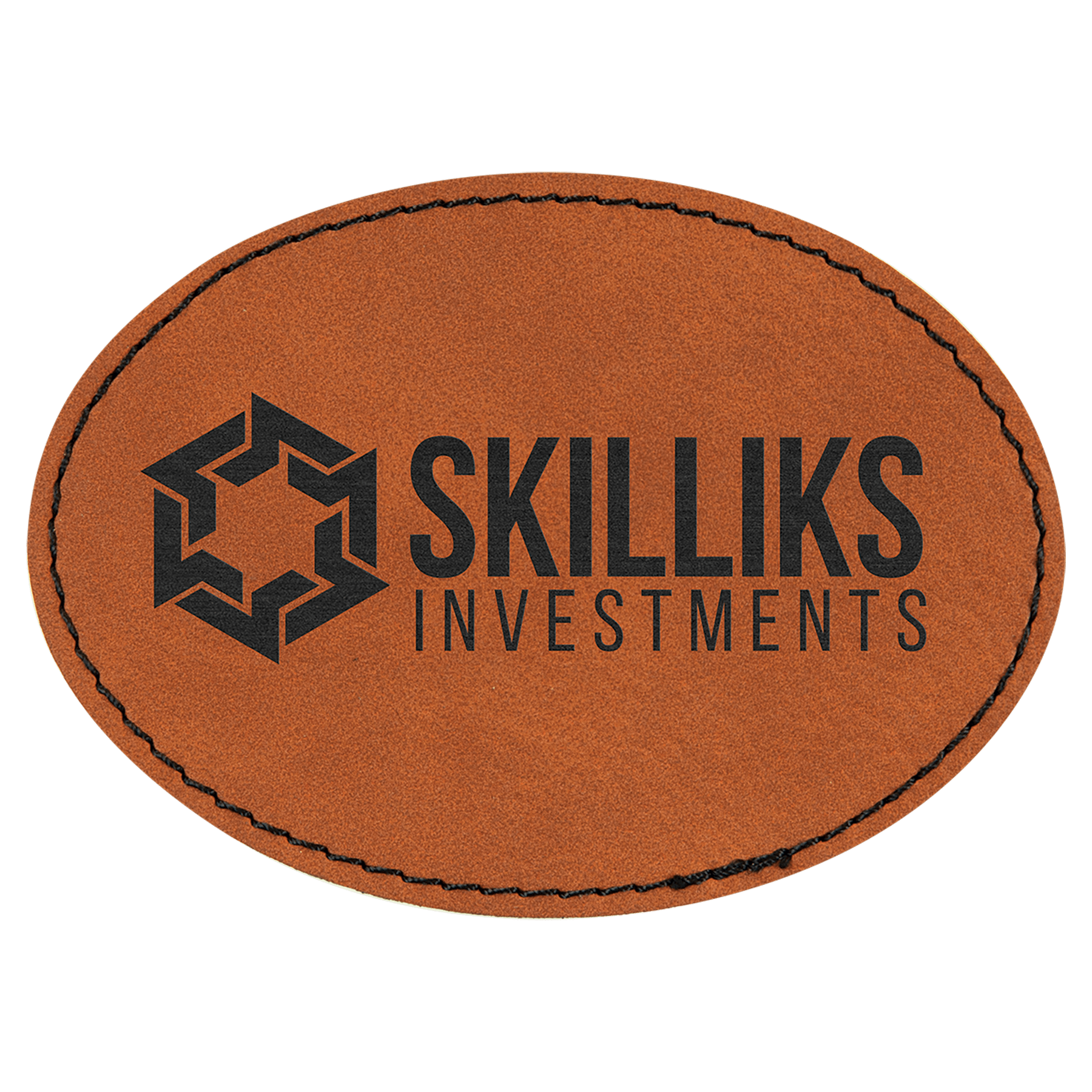 3.5" x 2.5" Oval Rawhide Leatherette Patch with Adhesive