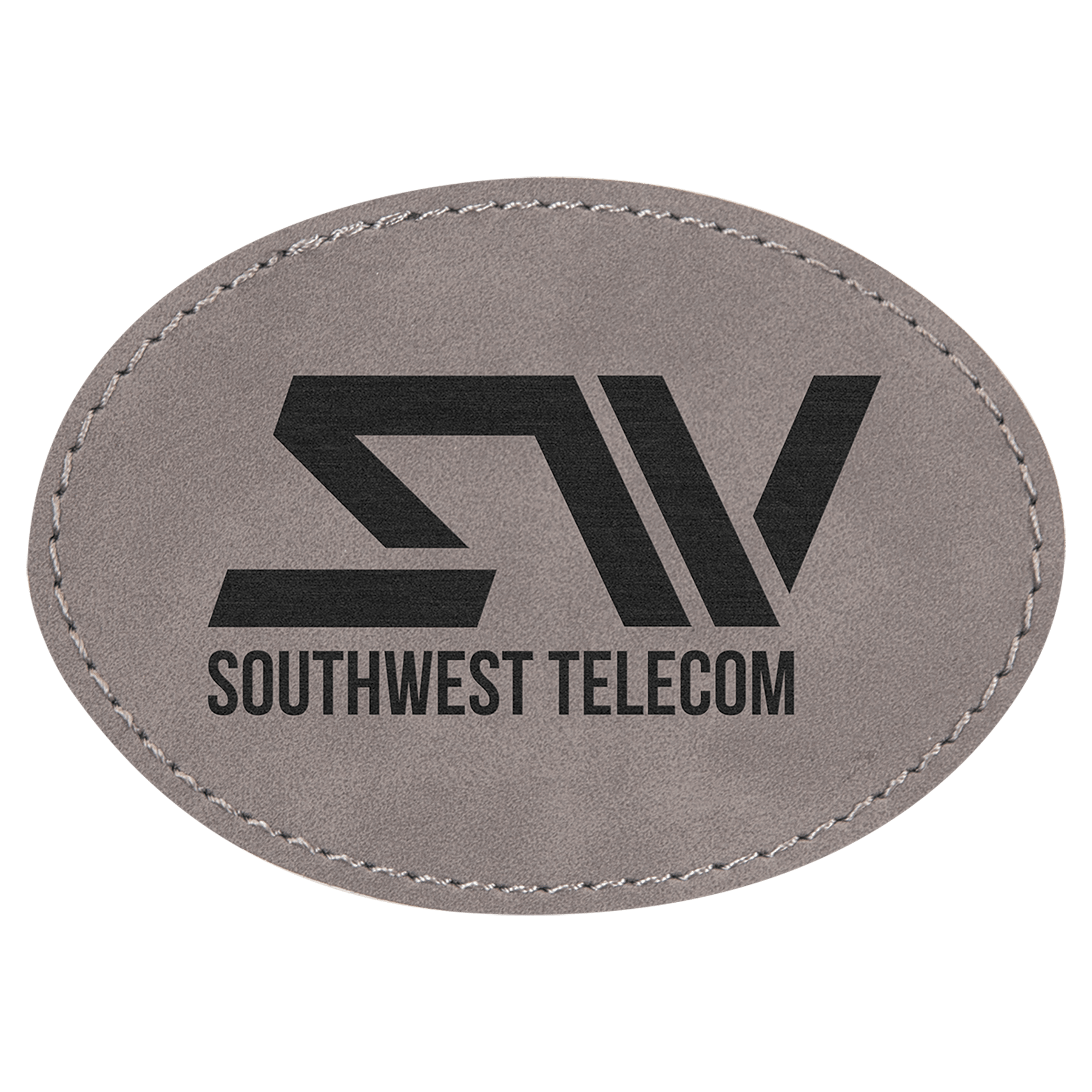 3.5" x 2.5" Oval Gray Leatherette Patch with Adhesive