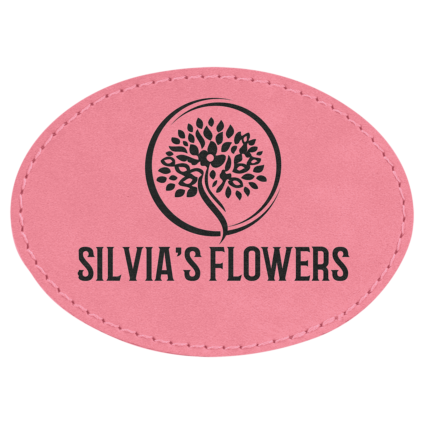 3.5" x 2.5" Oval Pink Leatherette Patch with Adhesive