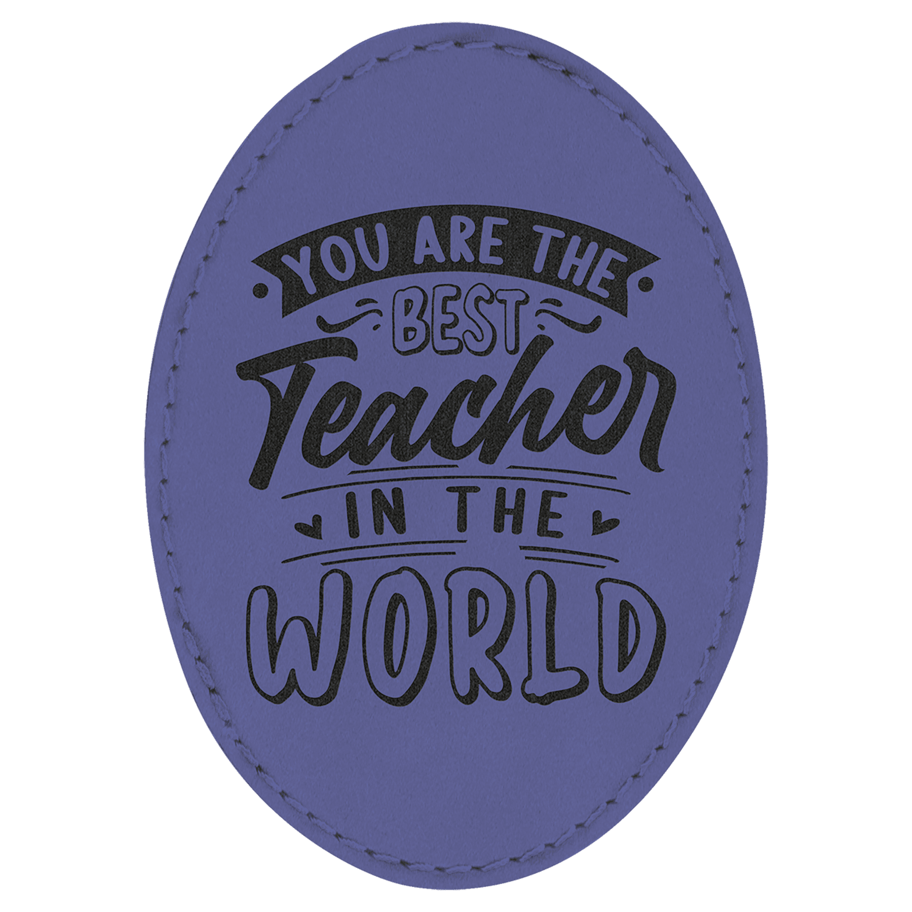 3.5" x 2.5" Oval Purple Leatherette Patch with Adhesive