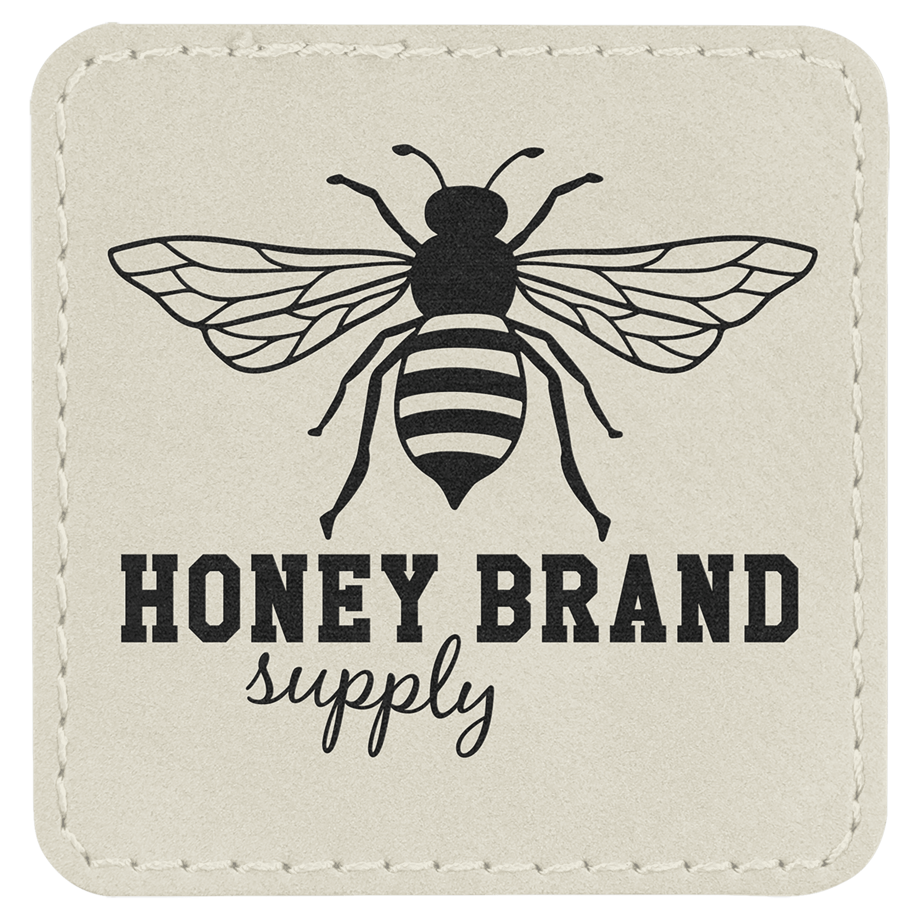 2.5" x 2.5" Square White Leatherette Patch with Adhesive