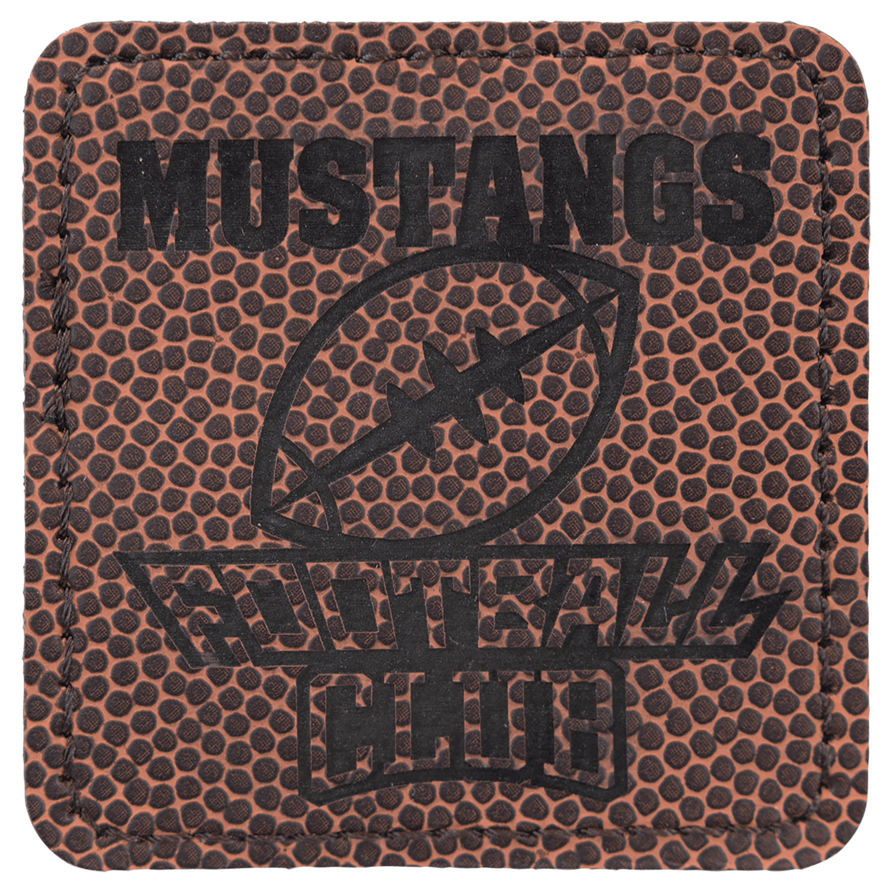 2.5" x 2.5" Square Football Leatherette Patch with Adhesive