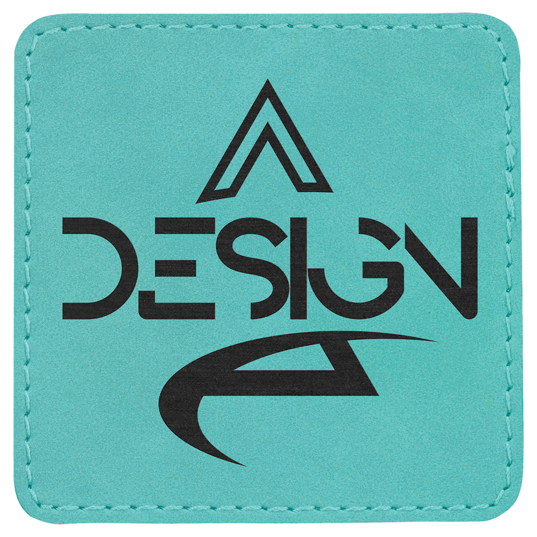 3" x 3" Square Teal Leatherette Patch with Adhesive